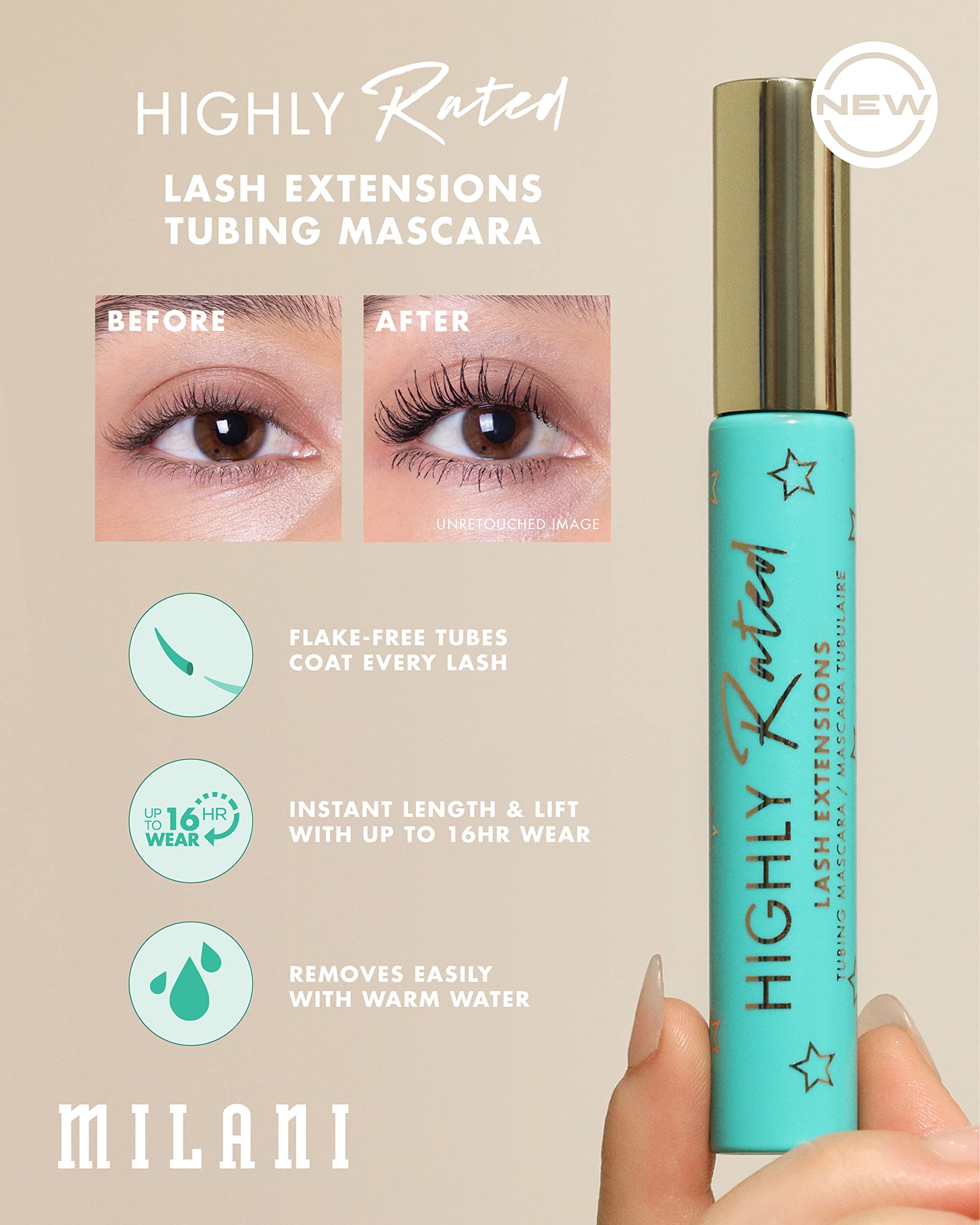 Milani Highly Rated Lash Extensions Tubing Mascara For Added Length And Lift - Black - 2 Pack