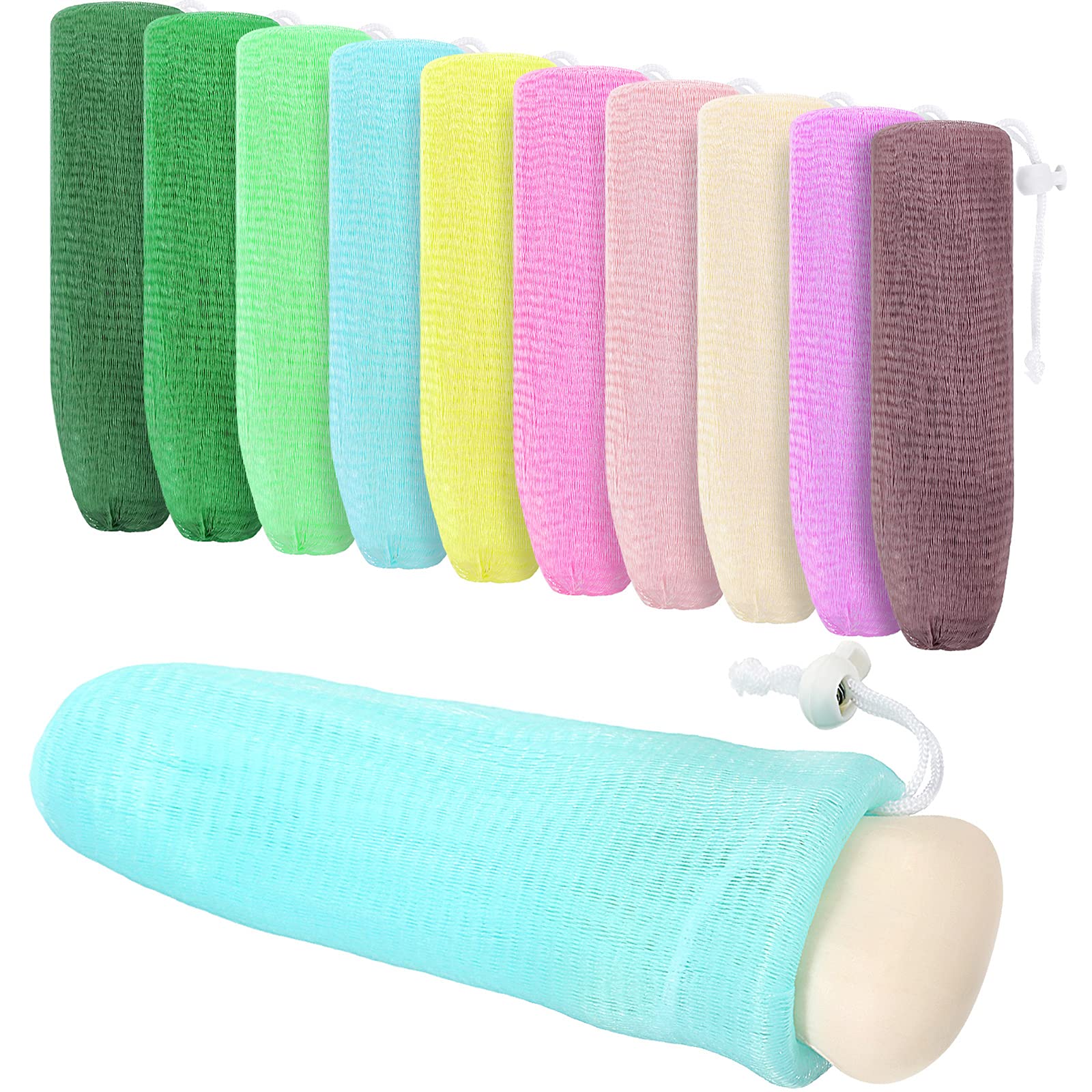 Exfoliating Mesh Soap Pouch Mesh Soap Saver Bag Bubble Foam Net for Body Facial Cleaning Tool, Random Colors (20)