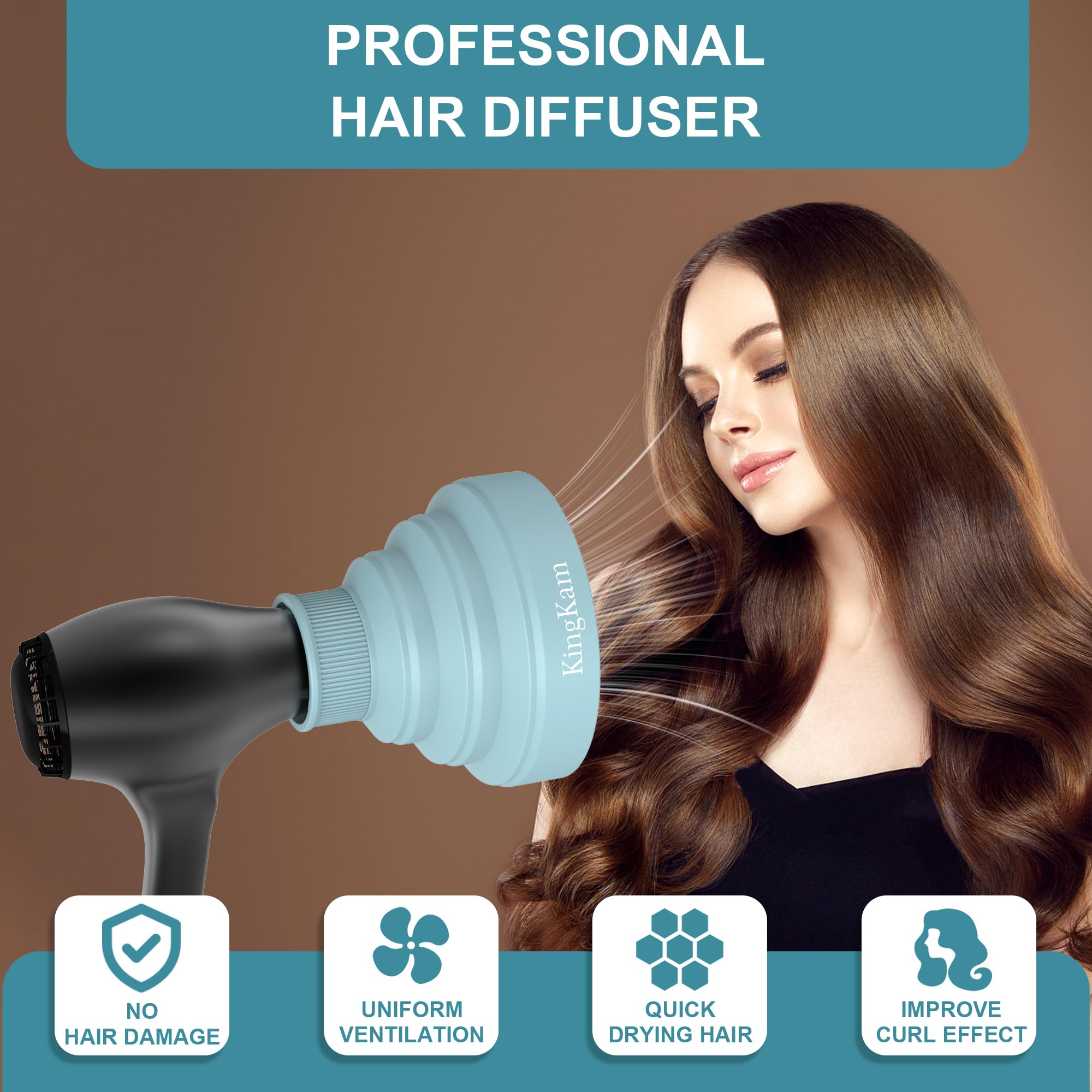 Collapsible Silicone Hair Dryer Diffuser - Travel And Easy Storage - Fit Nozzle Diameter D-1.575Inch To 1.968 Inch (4-5Cm)