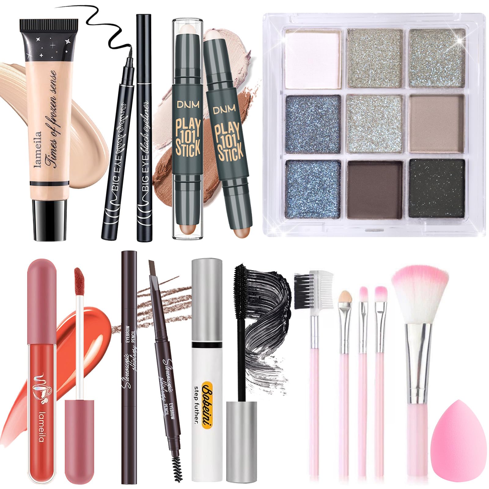 YBUETE Makeup Set Kit for Women Girls Teens, Makeup Present Set, Includes 9 Color Eyeshadow, Counter Stick, Foundation, Eyebrow 