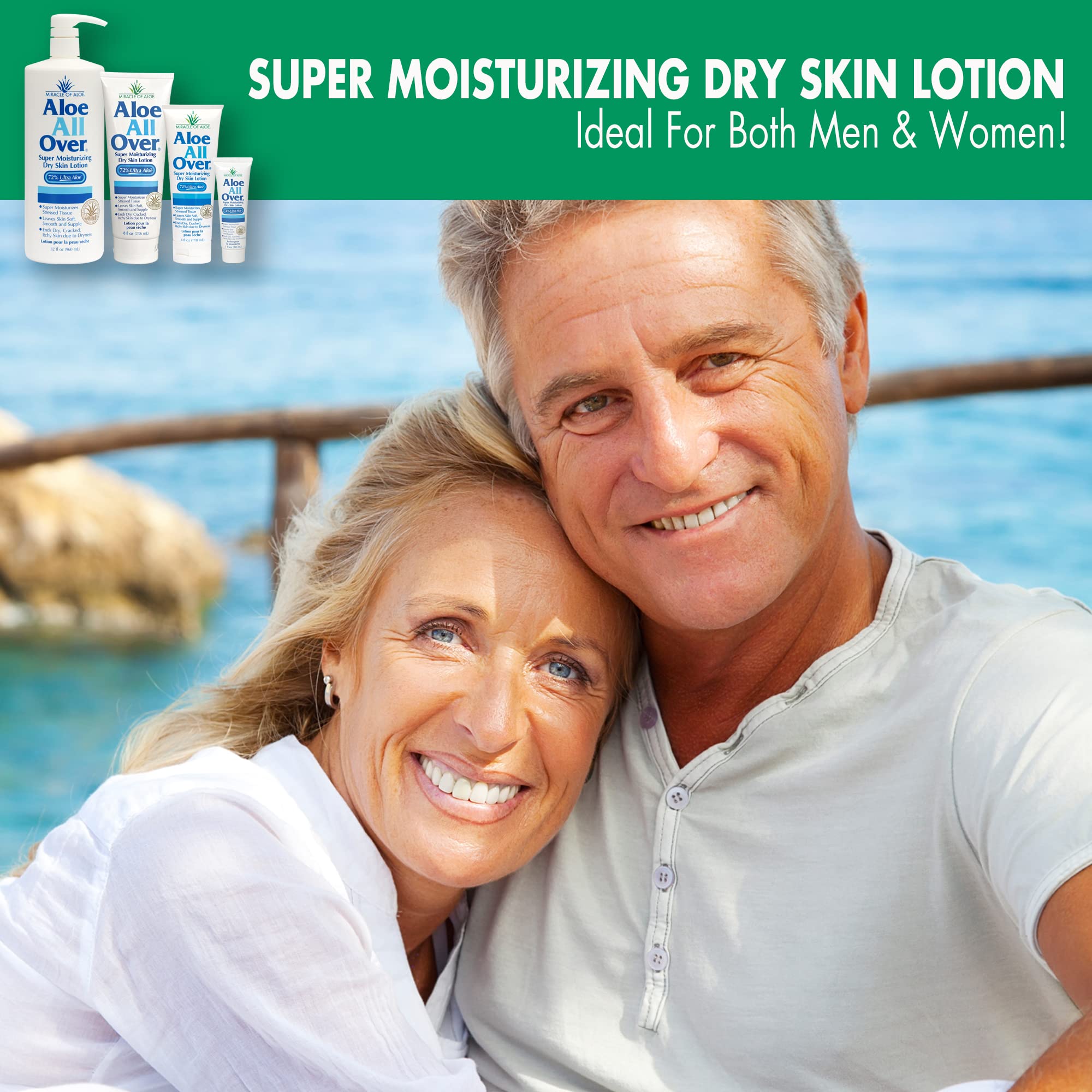 Miracle Of Aloes Aloe All Over Super Moisturizing Dry Skin Lotion (2-Pack, 4 Oz) - Made With 72% Ultraaloe Aloe Vera Gel. Safe F