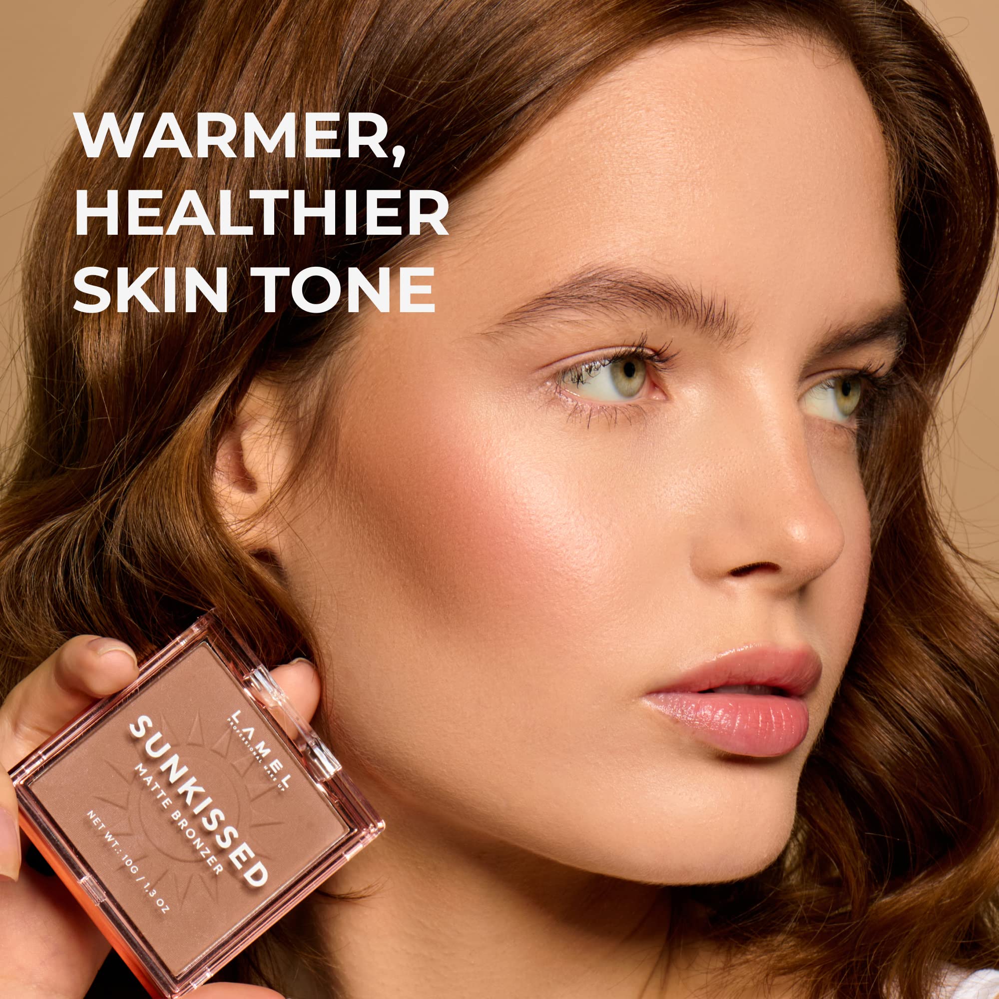 Lamel Sunkissed Matte Bronzer Face Powder - Non-Shimmer, Long Lasting, Non-Greasy Bronzing Organic Makeup Formula - Matte Finish