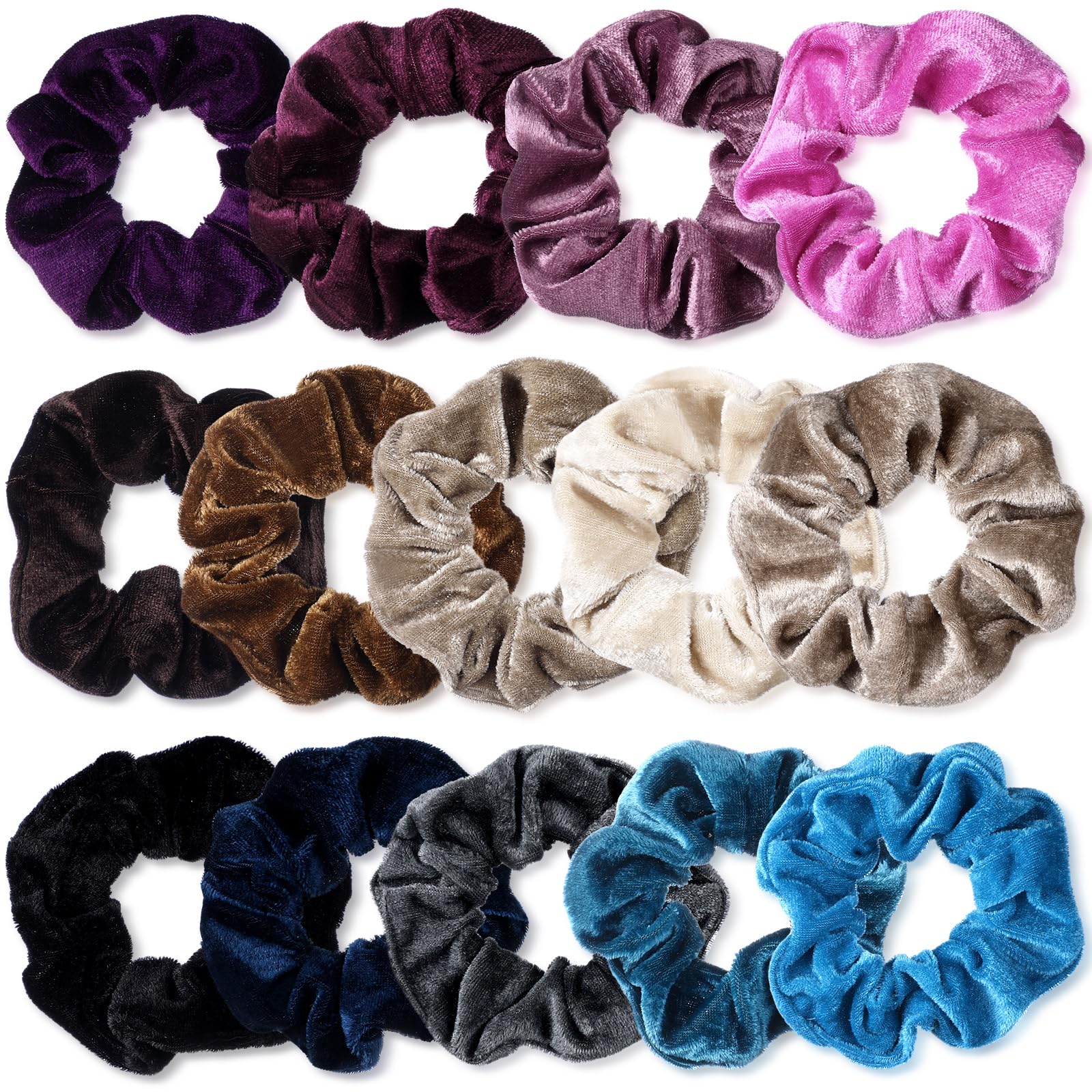 Bememo 28 Count Velvet Hair Ties, Soft Hair Bands Hair Accessories, Cute Colors Elastic Hair Scrunchies for Women Girls, Hair Ca