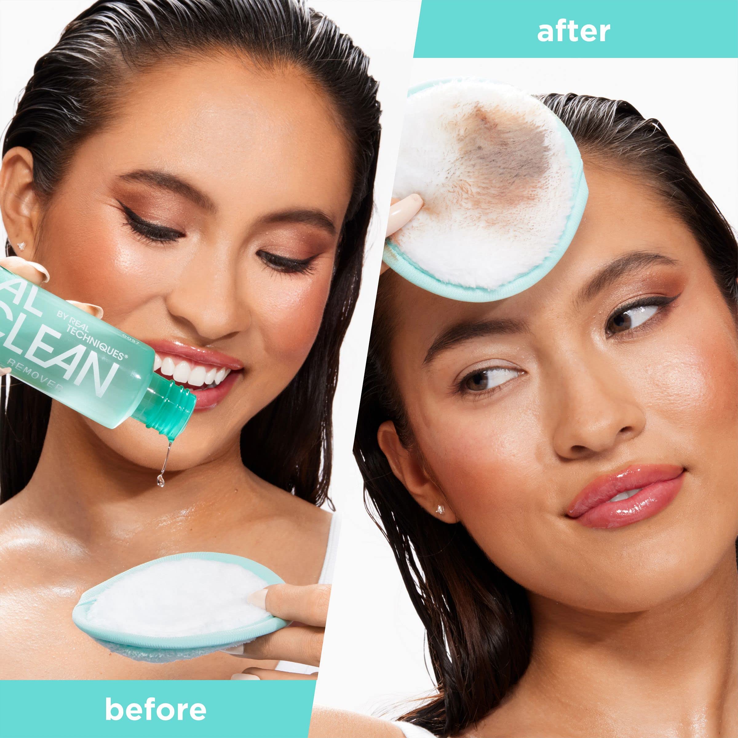 Real Techniques Real Clean In-The-Clear Eye Makeup Remover, Gentle Liquid Makeup Remover, Skin Repair Ingredients, Hyaluronic Ac