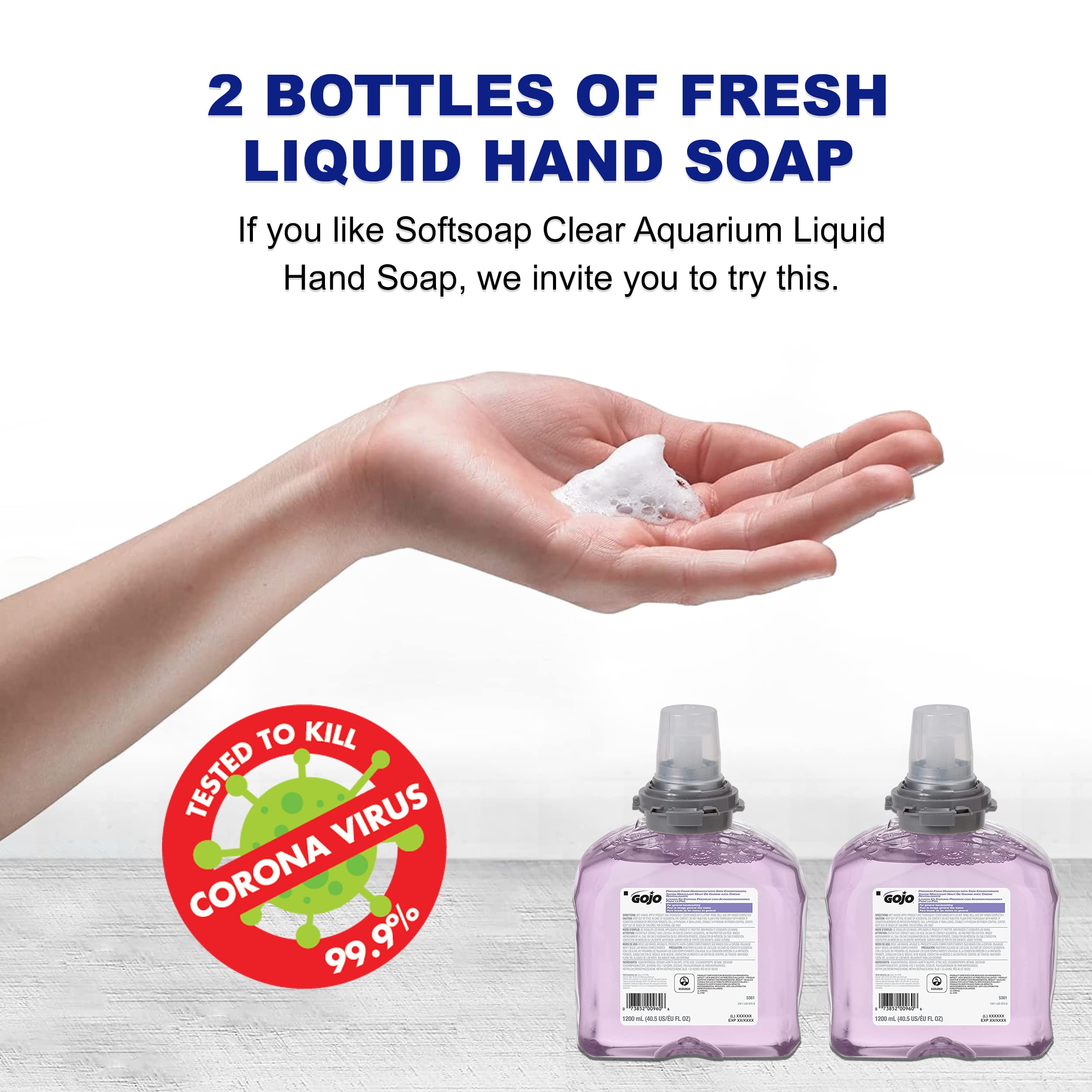 Gojo Premium Foam Handwash With Skin Conditioners, Cranberry Scent, Ecologo Certified, 1200 Ml Foam Hand Soap Refill Tfx Touch-F