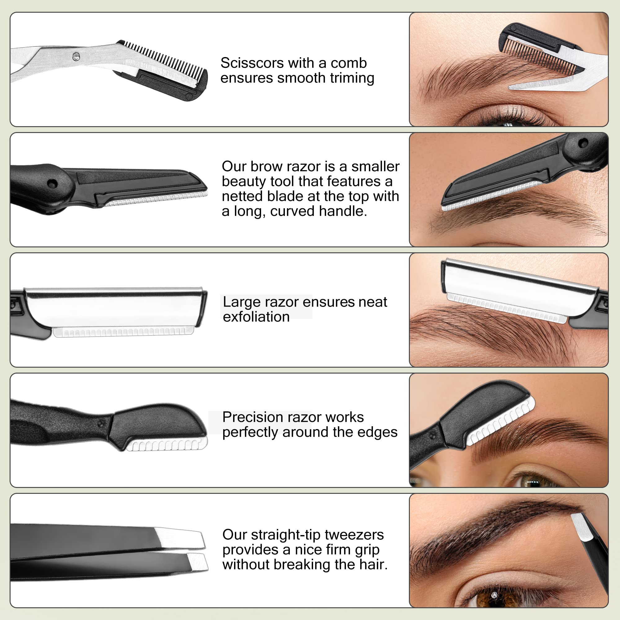 Nazqat Eyebrow Kit - Multipurpose Eyebrow Grooming Kit For Women & Men For Eyebrow Trimming, Shaping, And Exfoliating - Includes