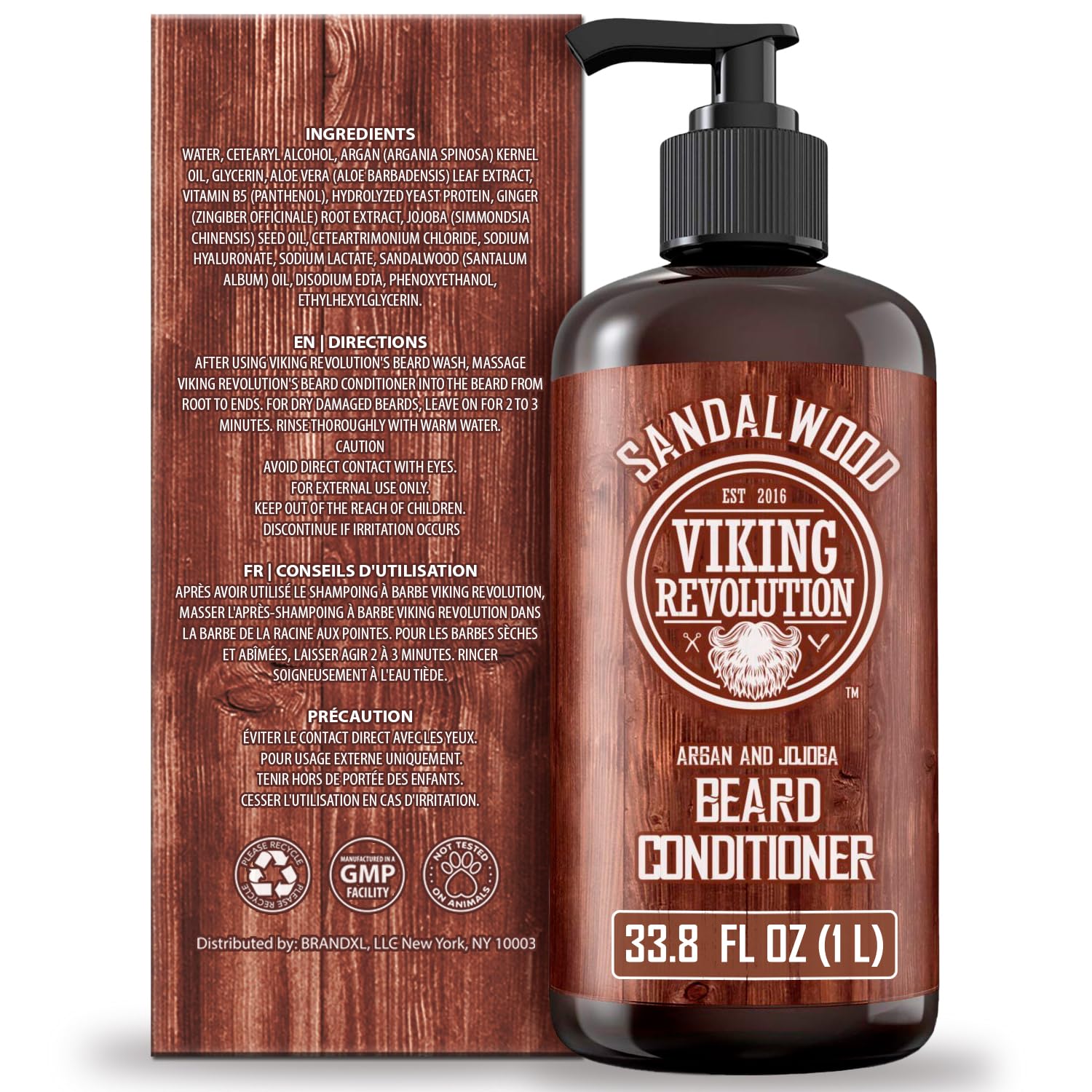 Viking Revolution Sandalwood Beard Conditioner For Men With Argan Oil And Jojoba Oil - Beard Softener And Strengthener Natural B