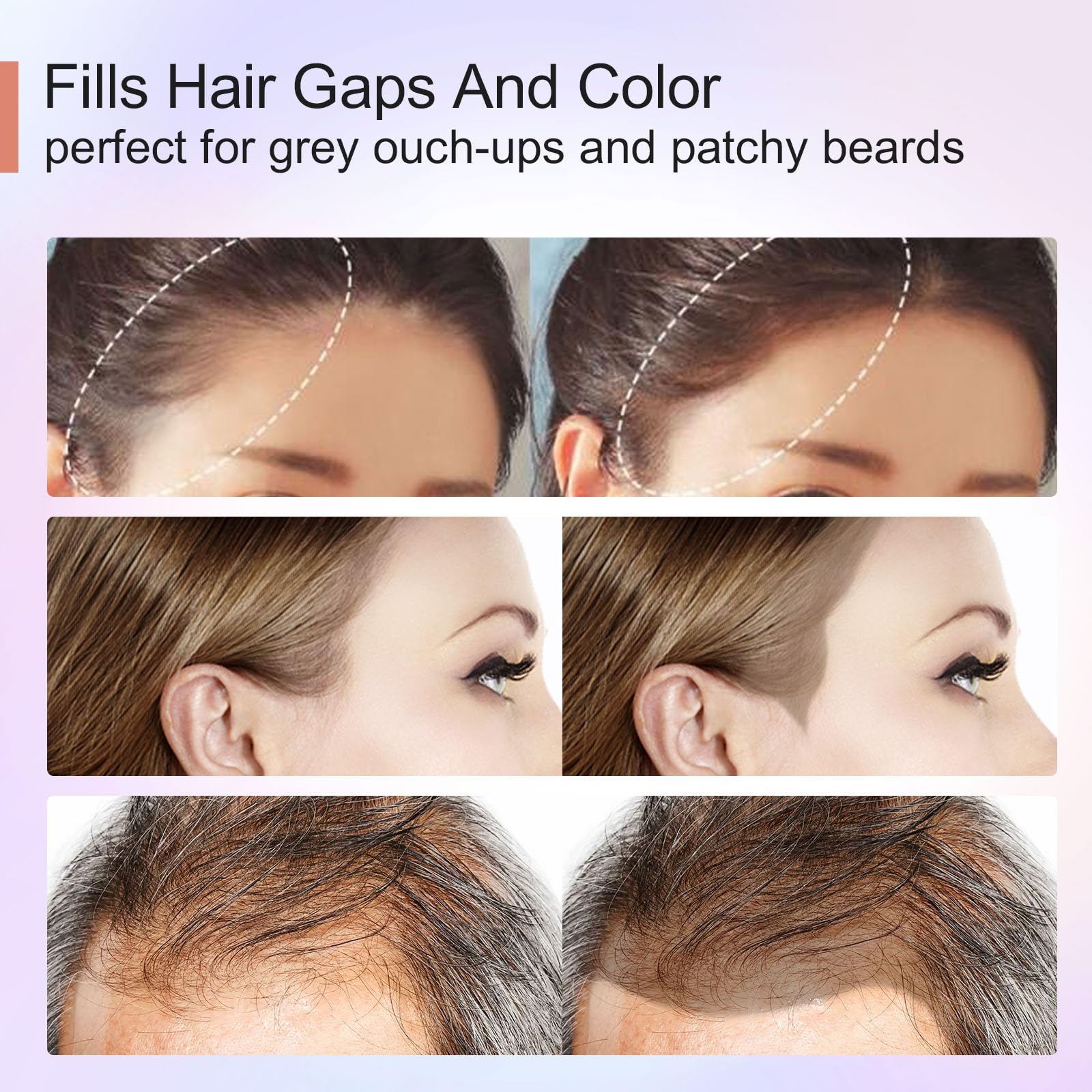 Acomler Instantly Root Cover Up Powder For Thinning, Grey Hair - Hairline Shadow, Touch Up For Women/Men With Eyebrows, Beard, B