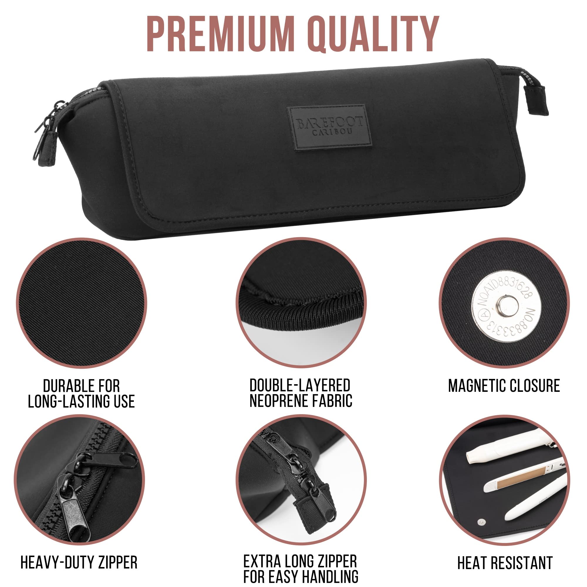 BAREFOOT CARIBOU Hair Tools Travel Bag and Heat Resistant Mat for Flat Irons, Straighteners, Curling Iron, Haircare Accessories,