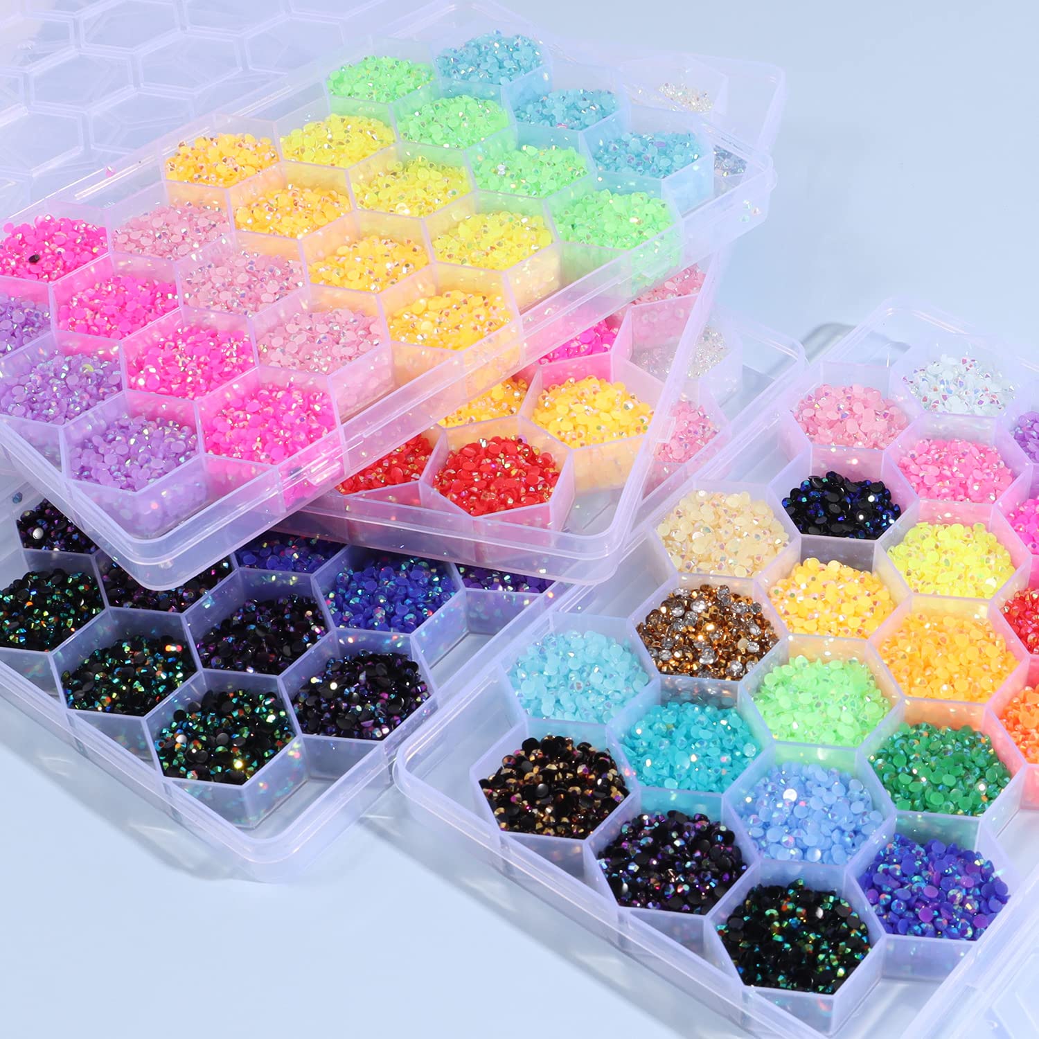 24 Gird Jelly Ab Crystals Rhinestones Resin Nail Beauty Diy Jewelry Accessories Rainbow Ab Resin Flatback Rhinestones Kit, Jelly