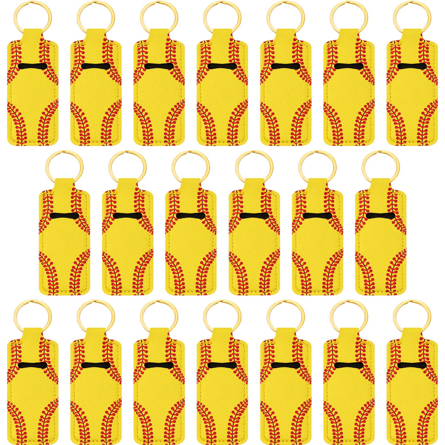 Patelai 20 Pcs Softball Lipstick Holder Keychain Lipstick Holder Clip-on Sleeve Pouch (Yellow)