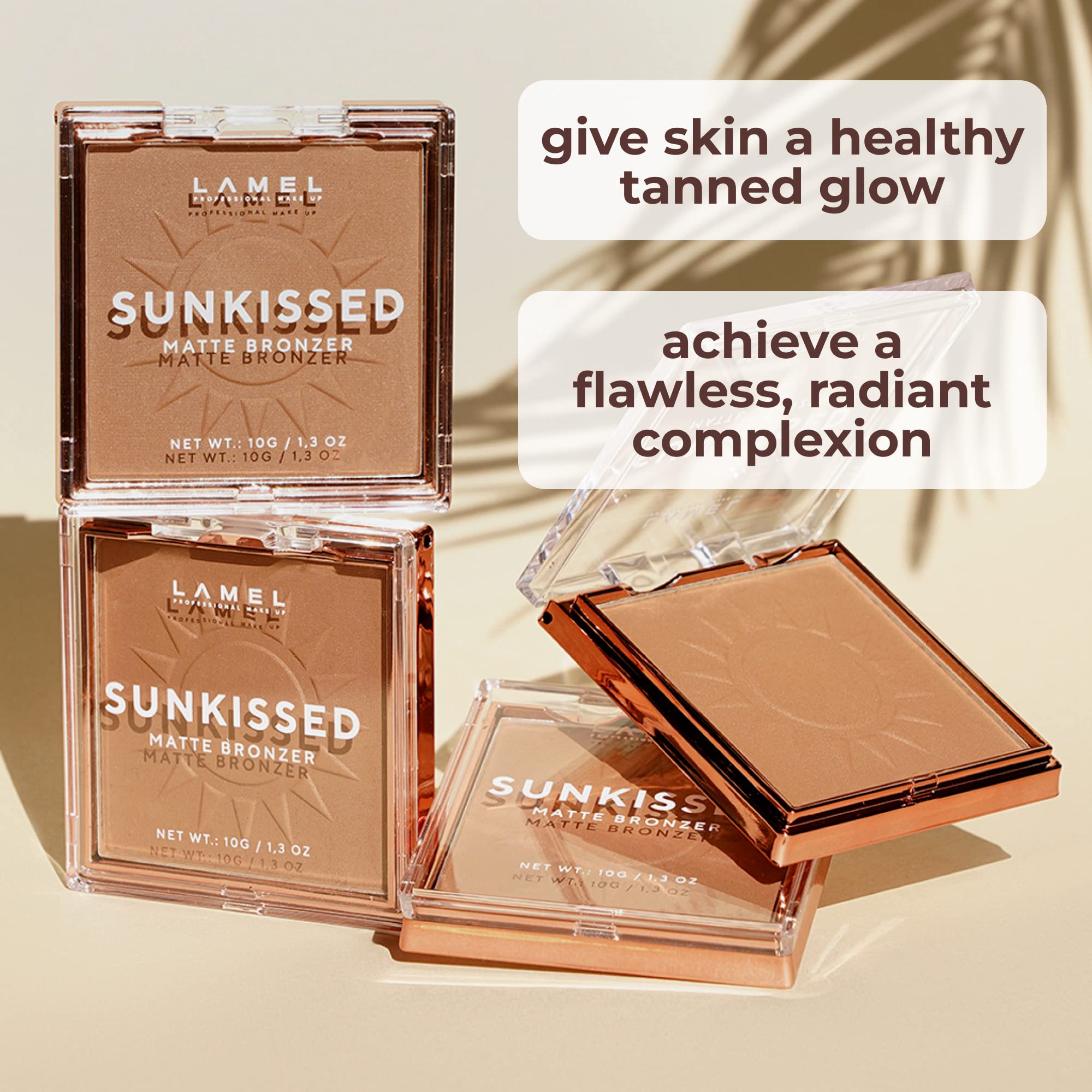 Lamel Sunkissed Matte Bronzer Face Powder - Non-Shimmer, Long Lasting, Non-Greasy Bronzing Organic Makeup Formula - Matte Finish