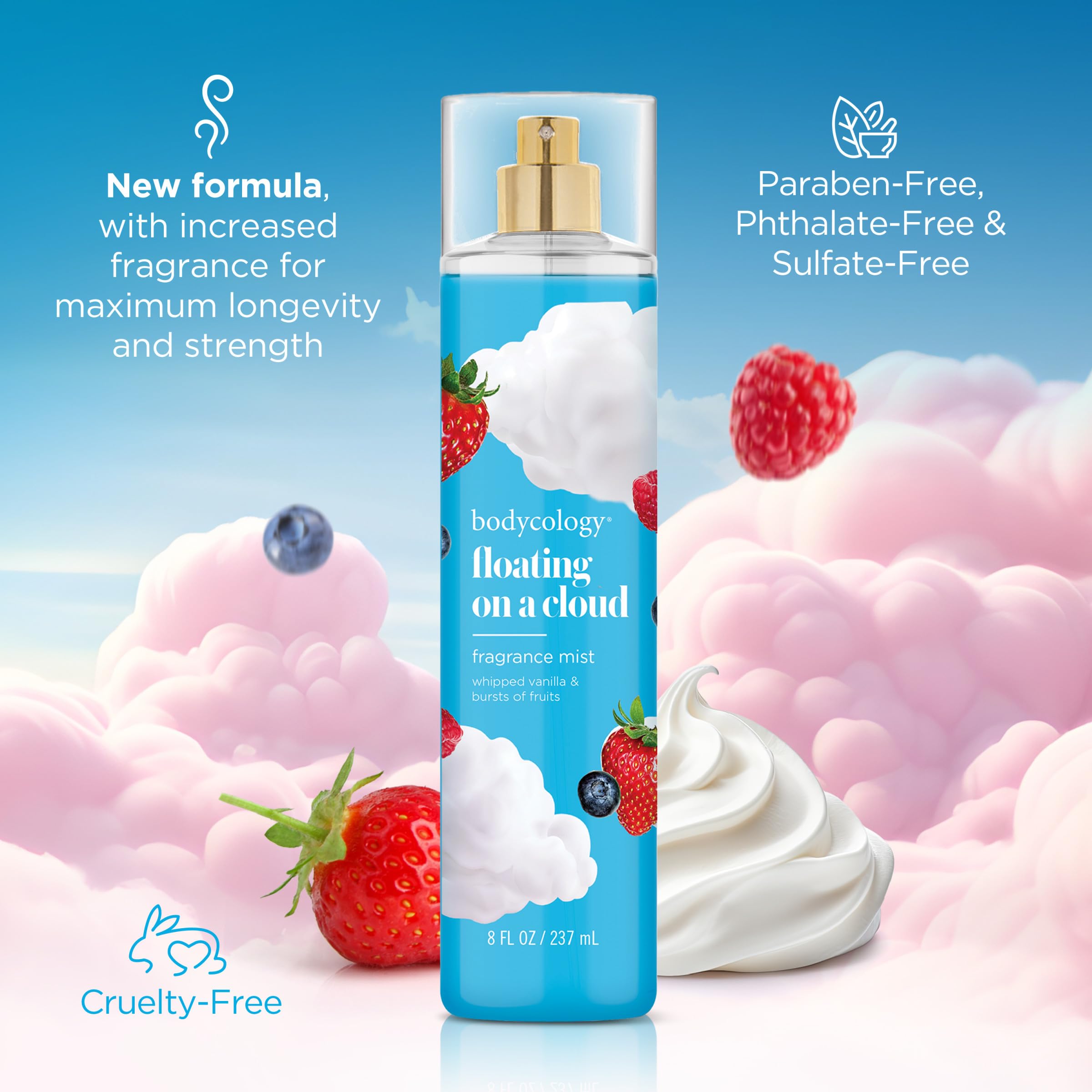 Bodycology Long-Lasting Fragrance Body Mist, Floating On A Cloud, 8 Fl Oz