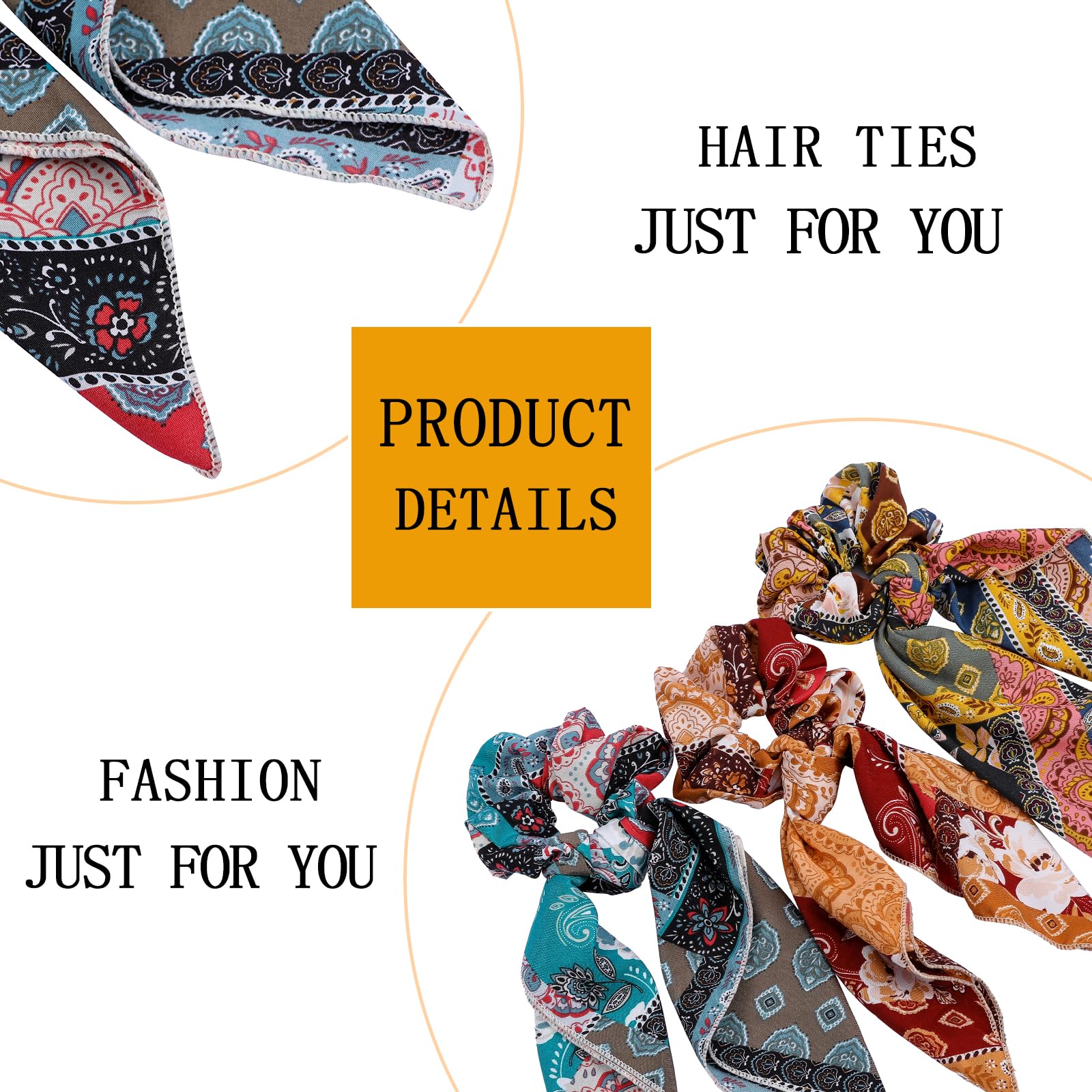 Cutewing Paisley Scrunchie Hair Accessories - Chiffon Hair Scarf Bandana, Scrunchies, Ribbons, Ponytail Holders, And Bow Scrunch