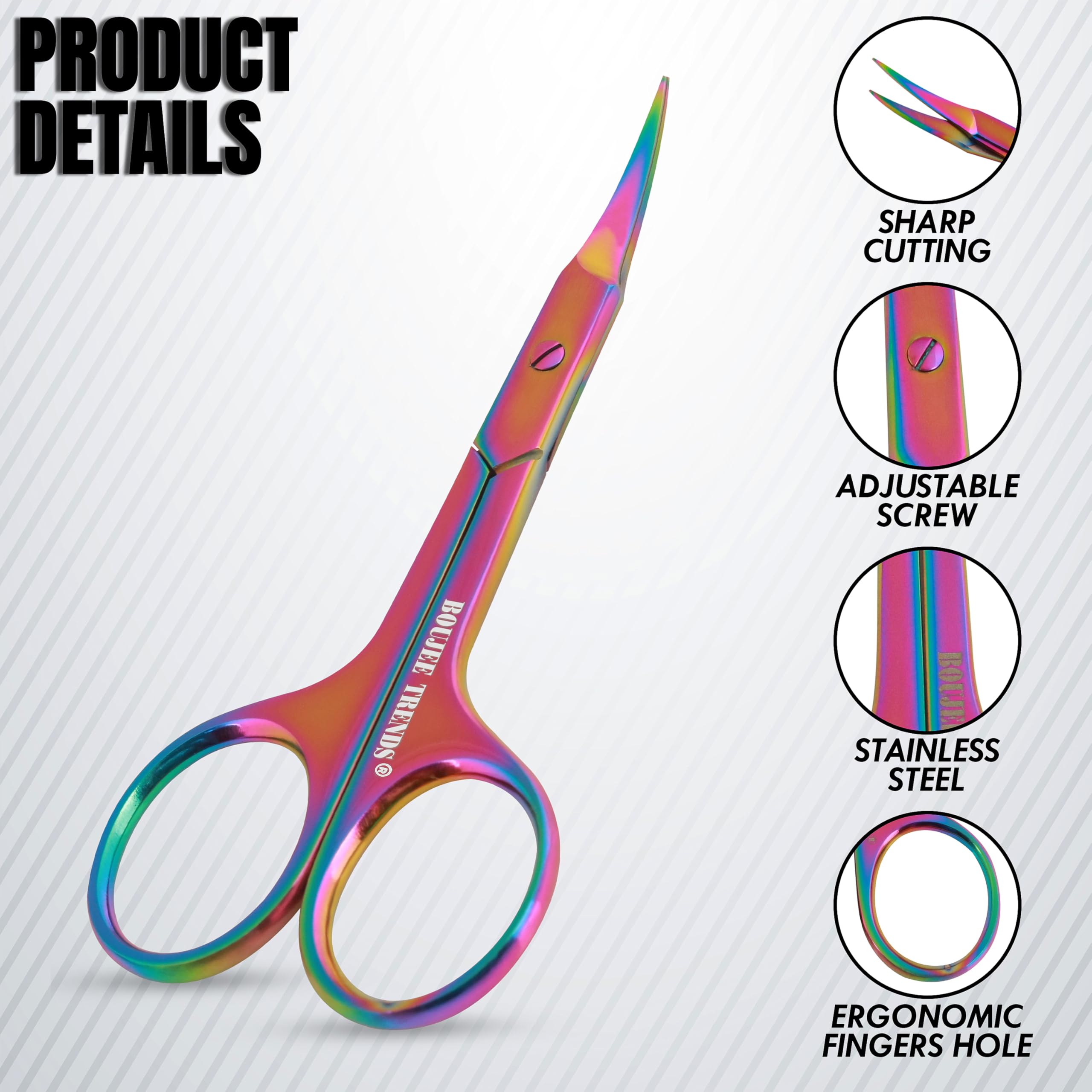 Cuticle Scissors, Eyebrow False Eyelashes Mustache Facial Nose Ear Hair Grooming Multi-Purpose Beauty Scissors, Small Manicure P