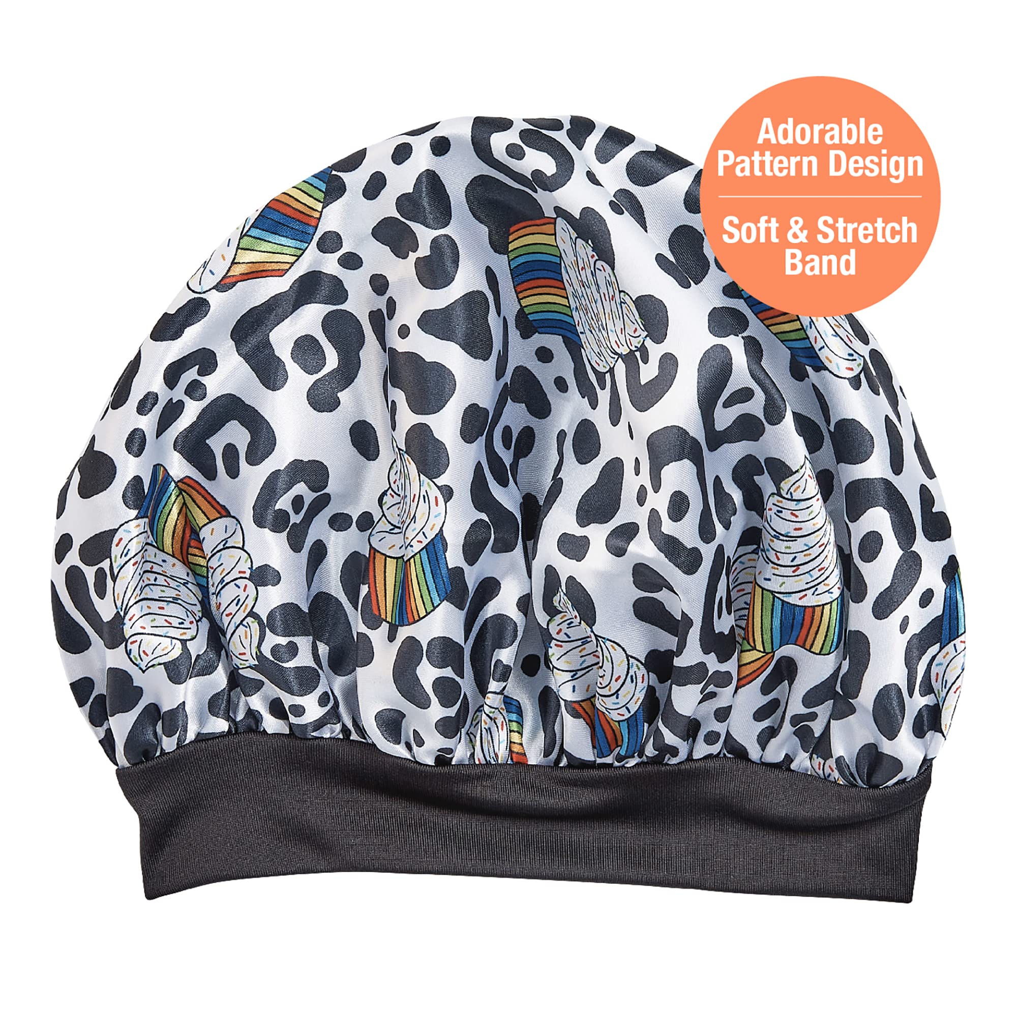 Red By Kiss Toddler Satin Bonnet Sleep Caps Hair Wraps Hair Bonnet (Black Cupcake)