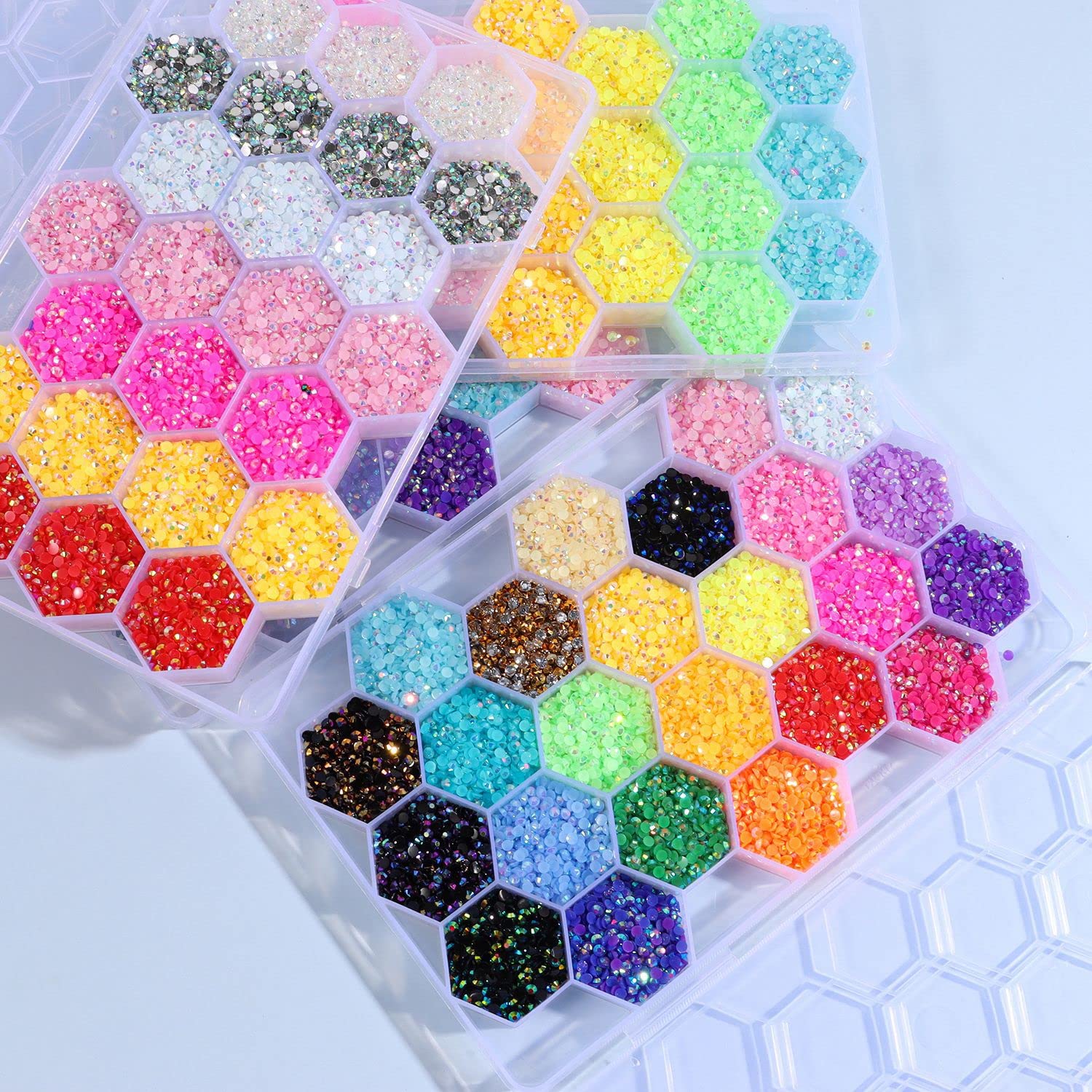 24 Gird Jelly Ab Crystals Rhinestones Resin Nail Beauty Diy Jewelry Accessories Rainbow Ab Resin Flatback Rhinestones Kit, Jelly
