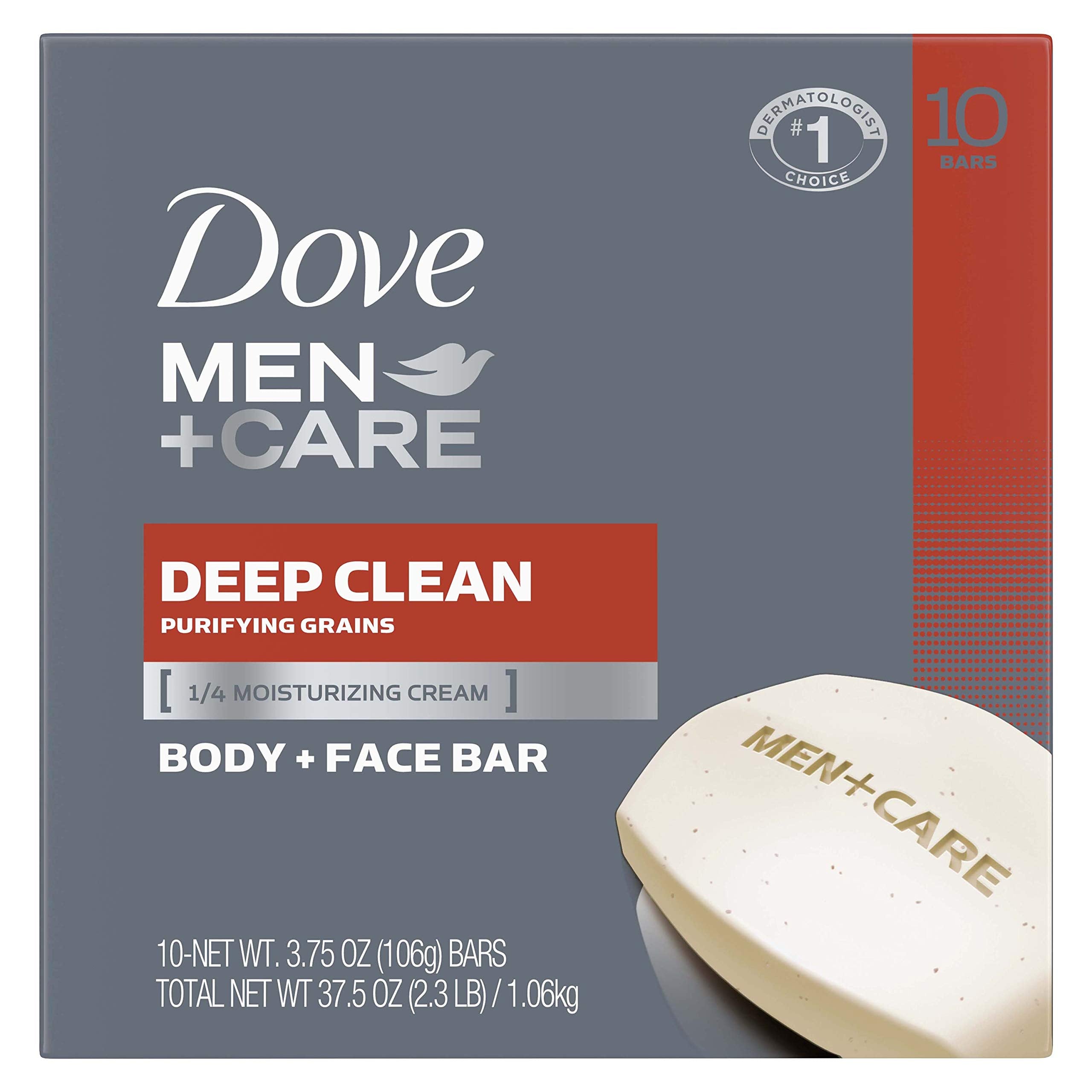 Dove Men+Care Men's Bar Soap More Moisturizing Than Bar Soap Deep Clean Soap Bar that Effectively Washes Away Bacteria, Nourishe