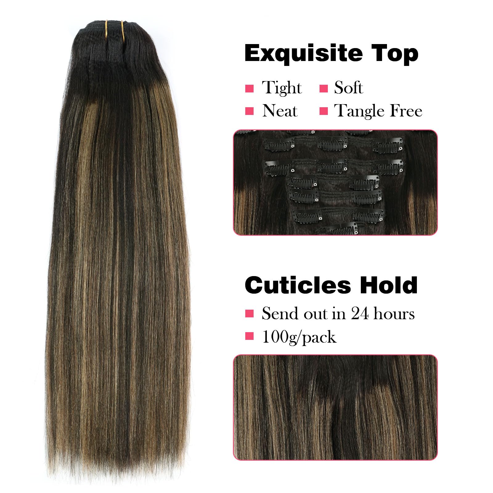 Sassina Yaki Style Remy Hair Extensions Clip In Human Hair Clip In Hair Extensions Natural Black To Strawberry Blonde Thick Clip