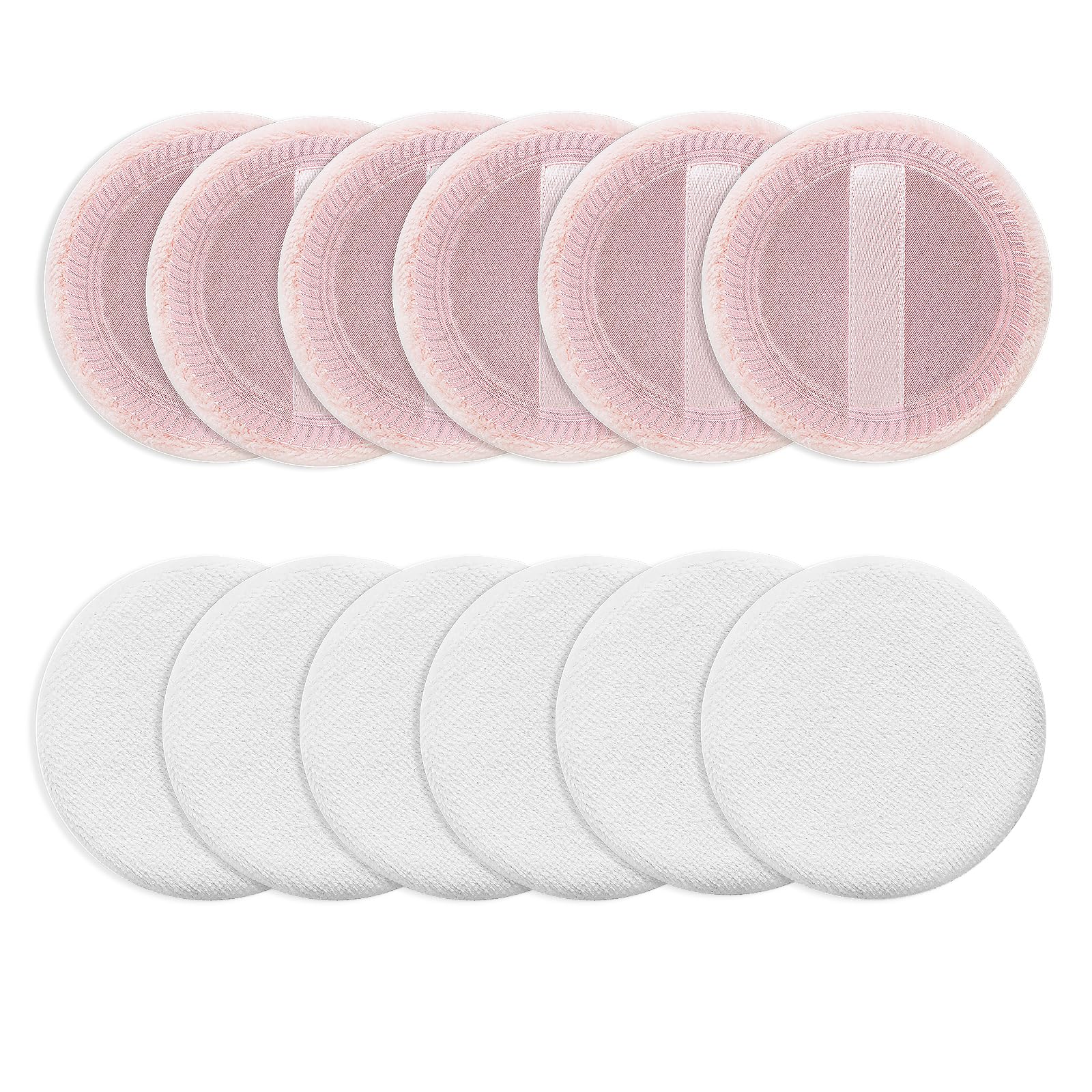 Sibba 12 Pcs Blush Loose Powder Puff Face Setting Body Makeup Soft Velour Sponge Beauty Blender Make Up Mini Portable Finger App