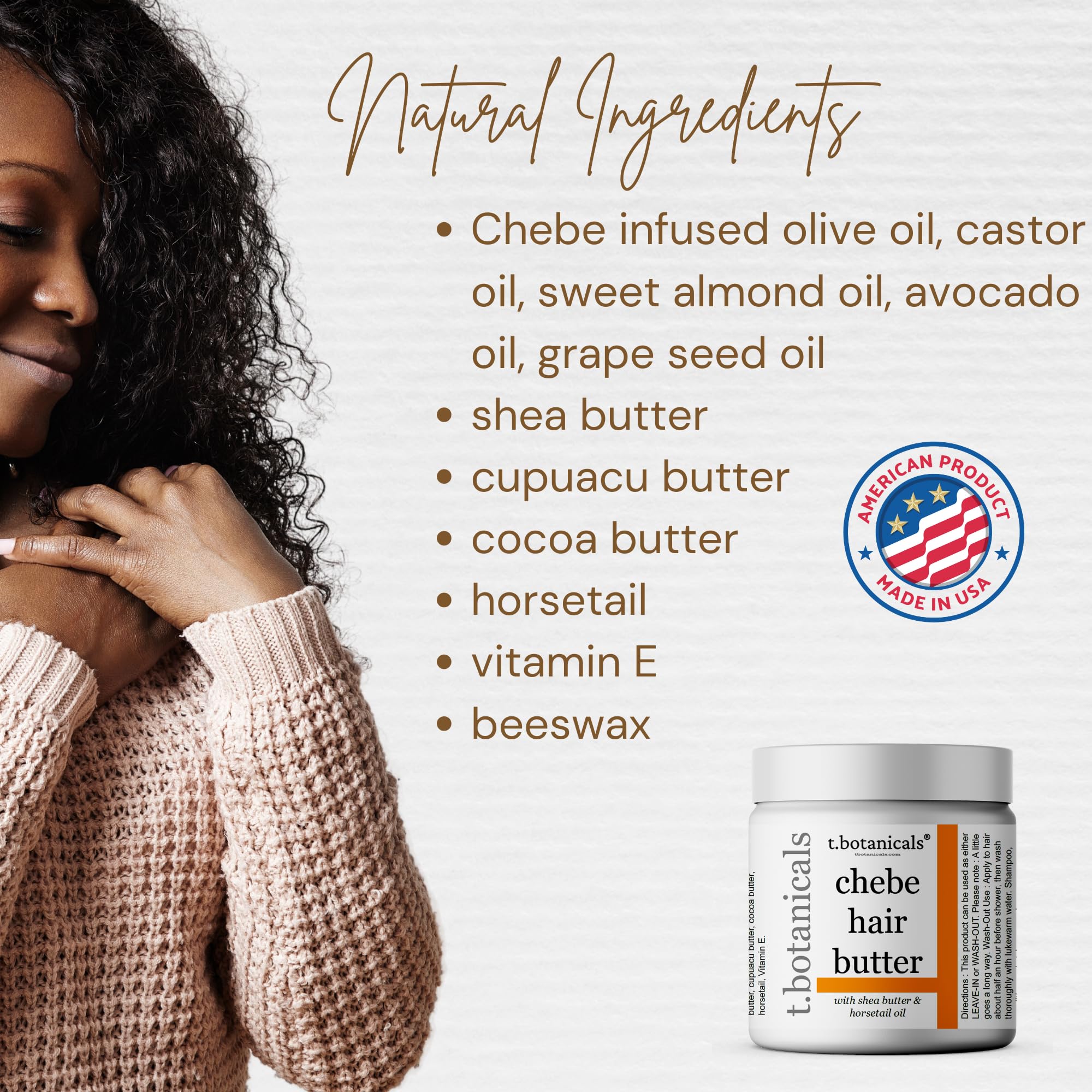 T.Botanicals Chebe Butter For Hair Growth, Hair Thickening - Ayurvedic Hair Butter With Horsetail
