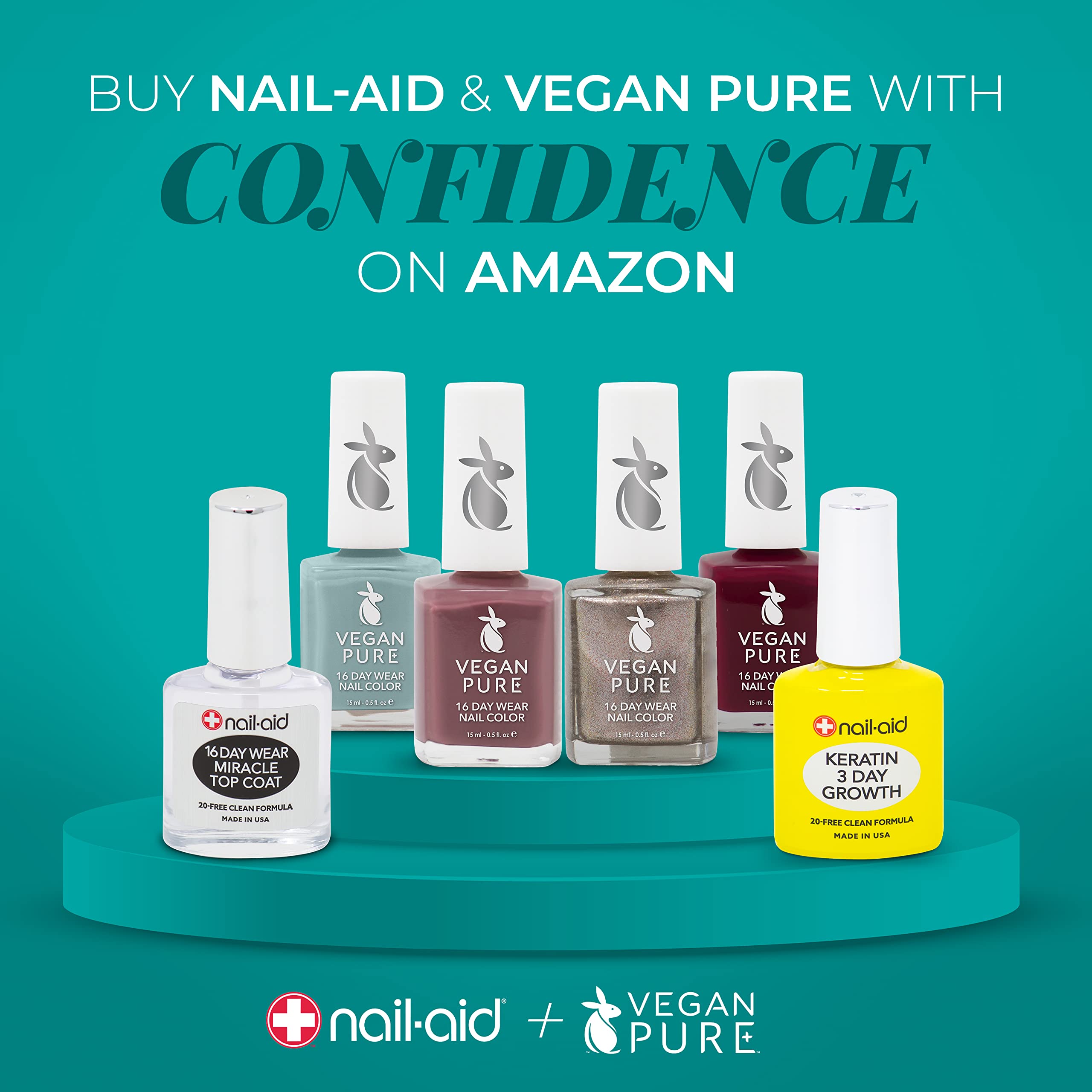 Nail-Aid Keratin 3 Day Growth Nail Treatment & Strengthener, Clear, 0.55 Fl Oz - Strengthen and Nourish Nails Fast
