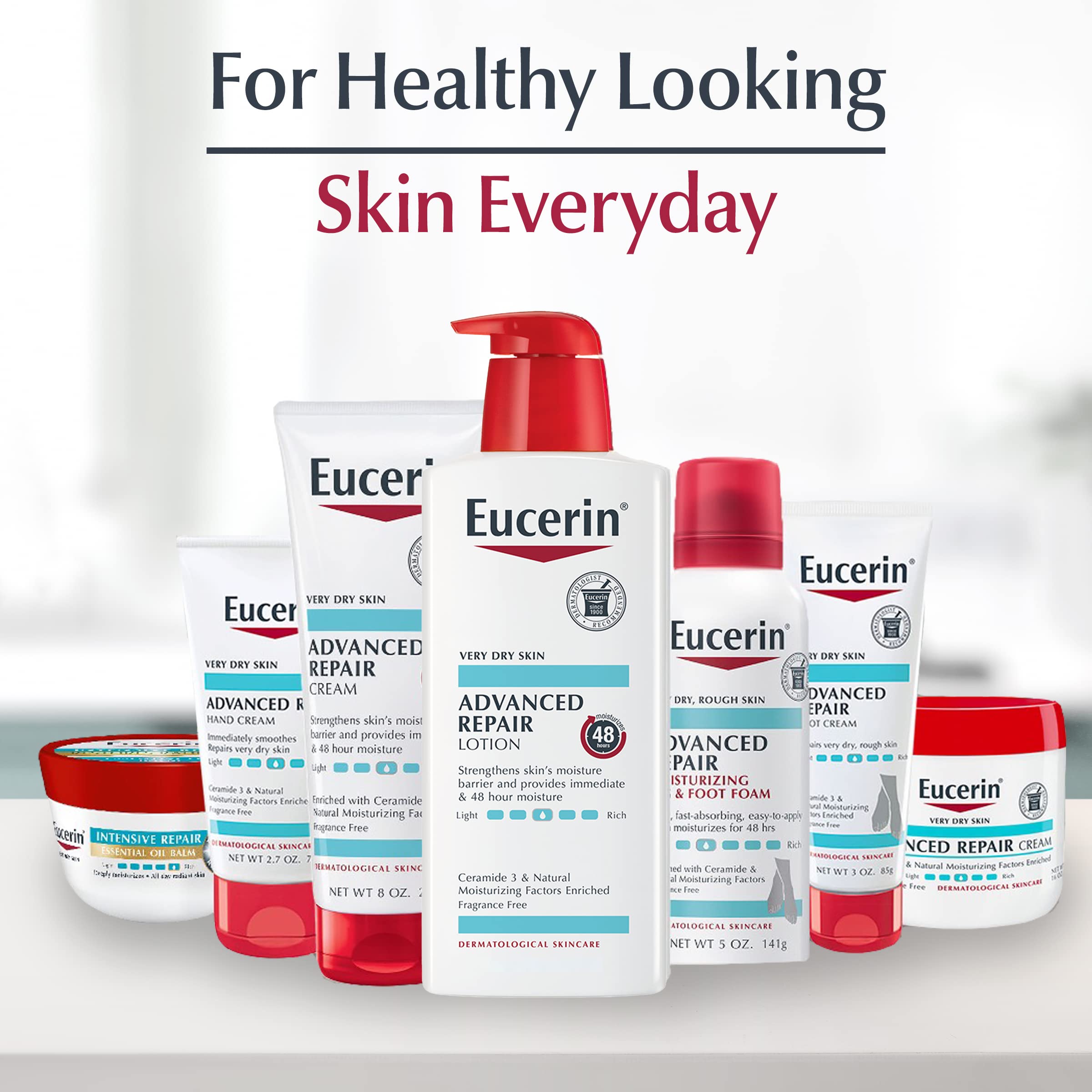 Eucerin Skin Care Set, Advanced Repair Unscented Body Lotion For Dry Skin, 16.9 Fl Oz Bottle + Advanced Cleansing Body And Face