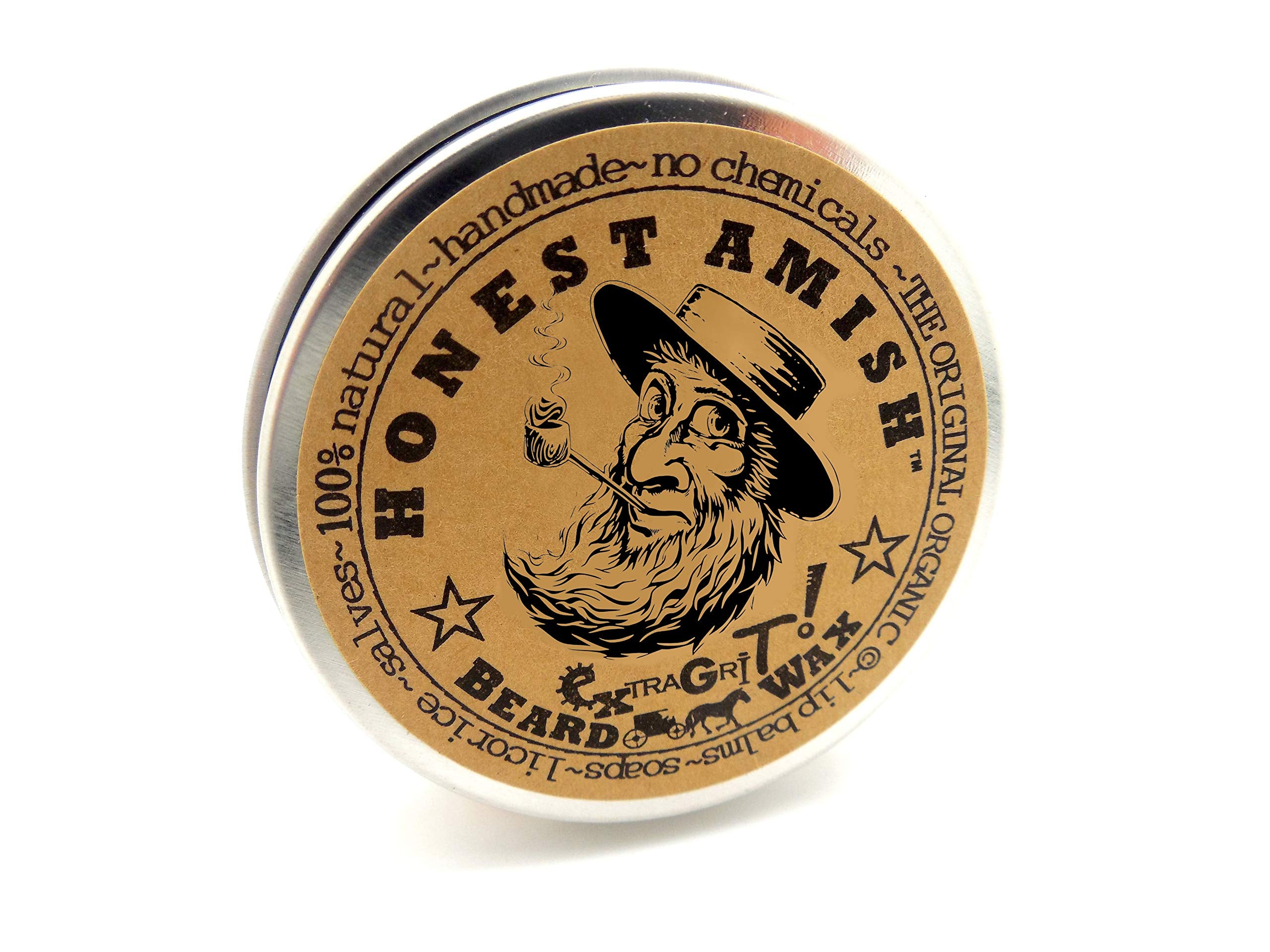 Honest Amish Extra Grit Beard Wax - Natural And Organic - Hair Paste And Hair Control Wax - 2 Ounce