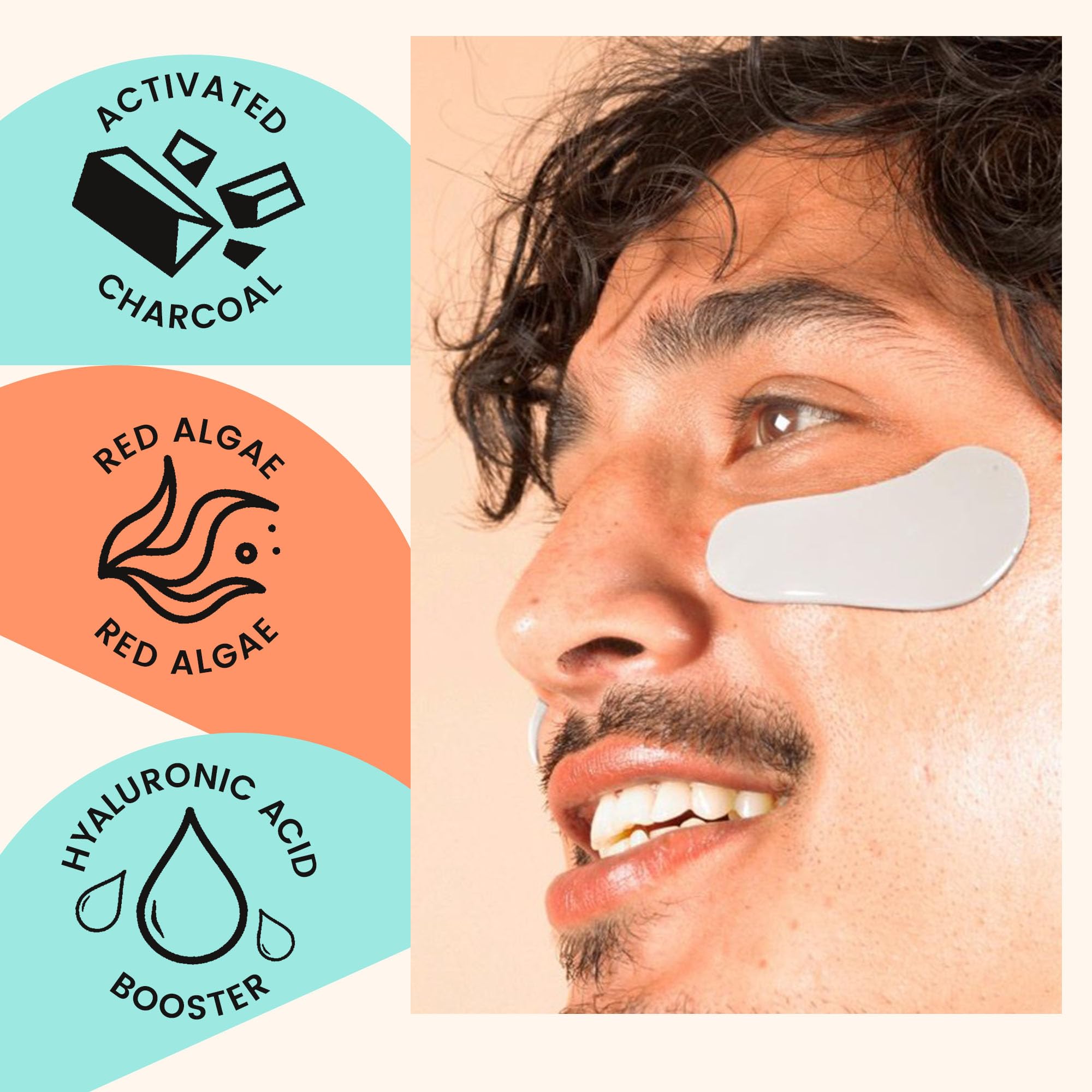 Blaq Premium Under Eye Patches For Dry Skin, Dark Circles And Puffiness. Eye Mask With Snow Mushroom, Green Tea, Marine Algae, V