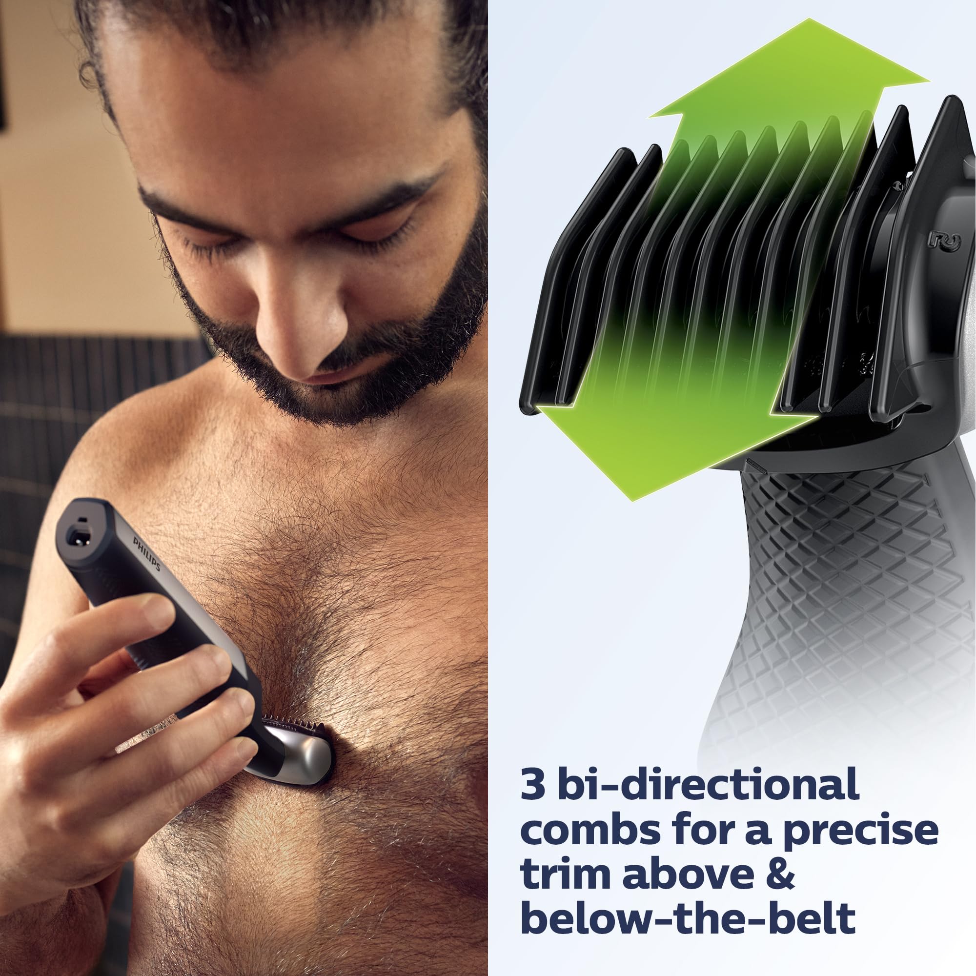 Philips Norelco Bodygroom Series 5000 Showerproof Body & Manscaping Trimmer For Men With Back Attachment, Bg5025/40