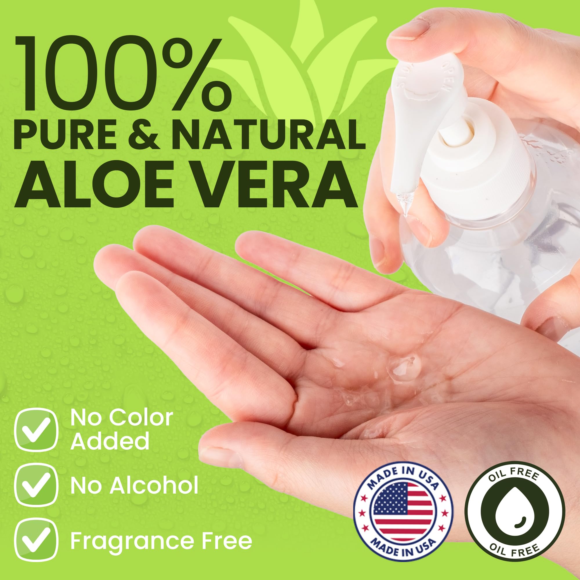 Organic Aloe Vera Gel - 100% Pure For Skin, Sunburn Relief & Face Moisturizer - Extracted From Aloe Vera Plant With Manuka Honey