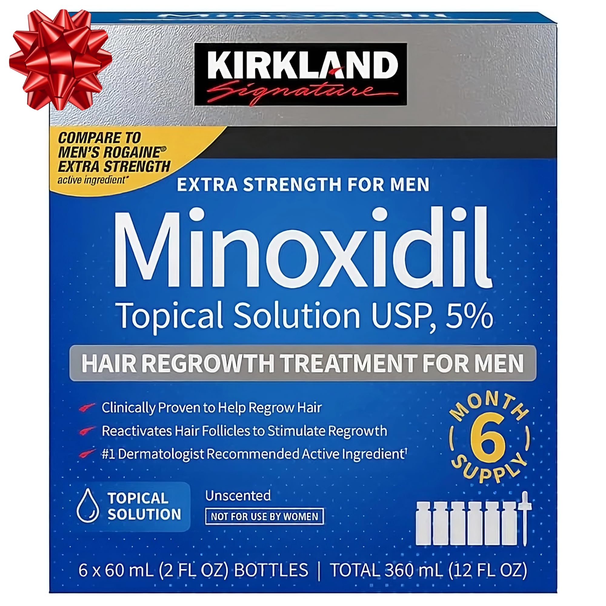 Minoxidil for Men 5% Topical Solution Extra Strength Hair Regrowth Treatment, Dropper Applicator Included (6 month supply), Clea