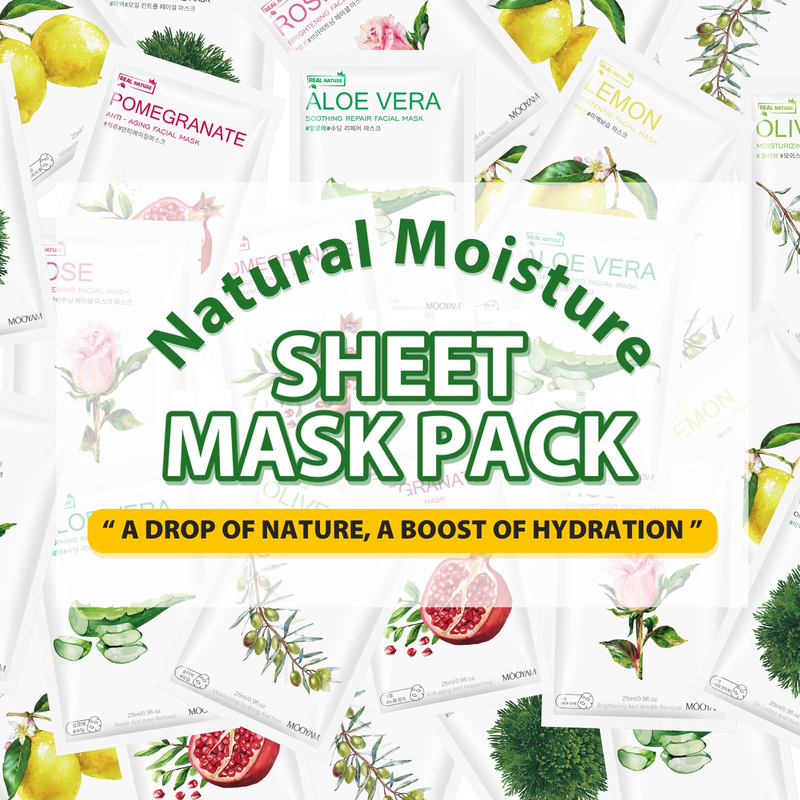 Guoyaolifu 12 Pack Variety Sheet Masks - Hydrating & Smoothing, Moisturizing & Nourishing For All Skin Types