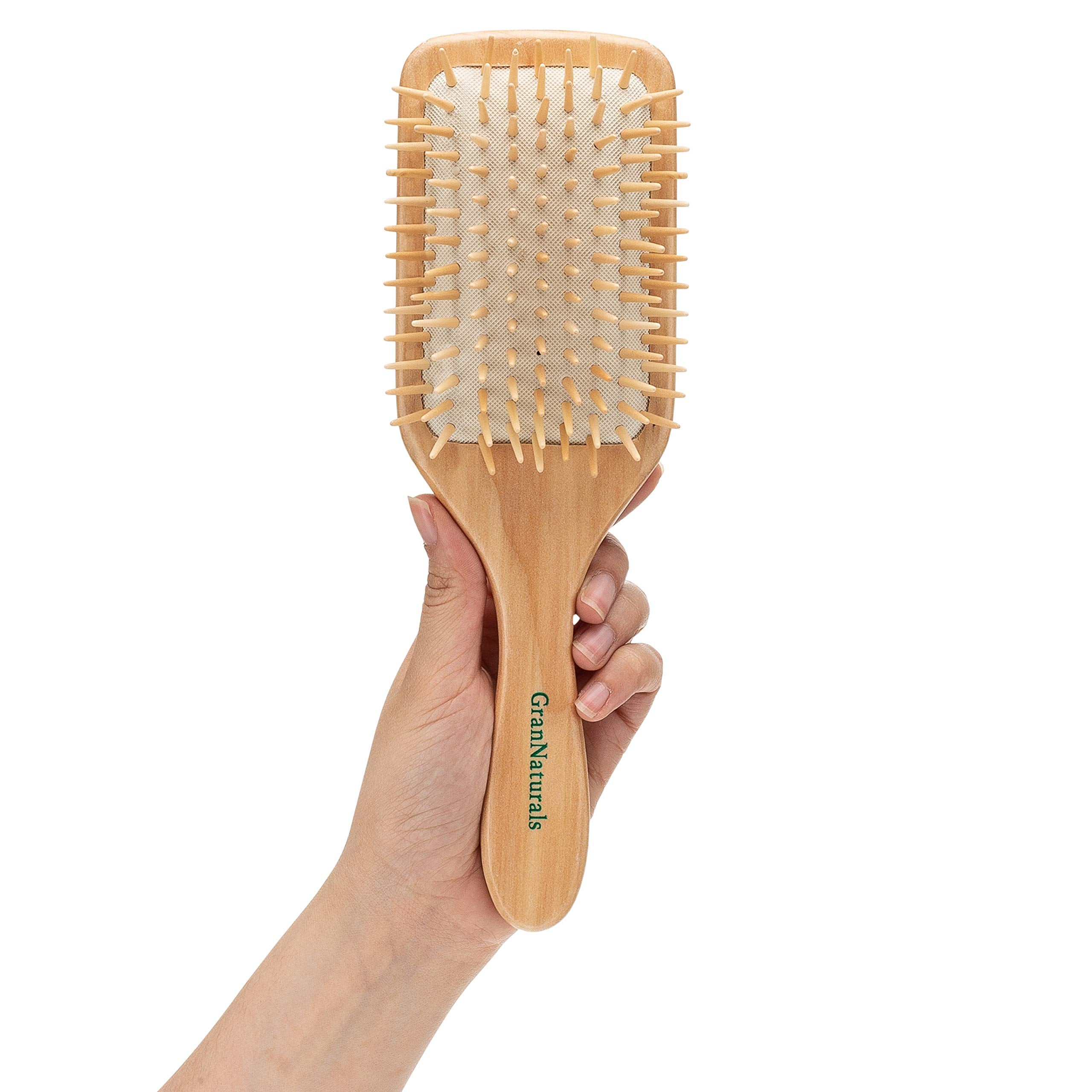 Wooden Bristle Paddle Hair Brush | Length 10.25'' Width 3.5''| Large Flat Natural Eco Friendly Wood Handle Hairbrush For Men & W