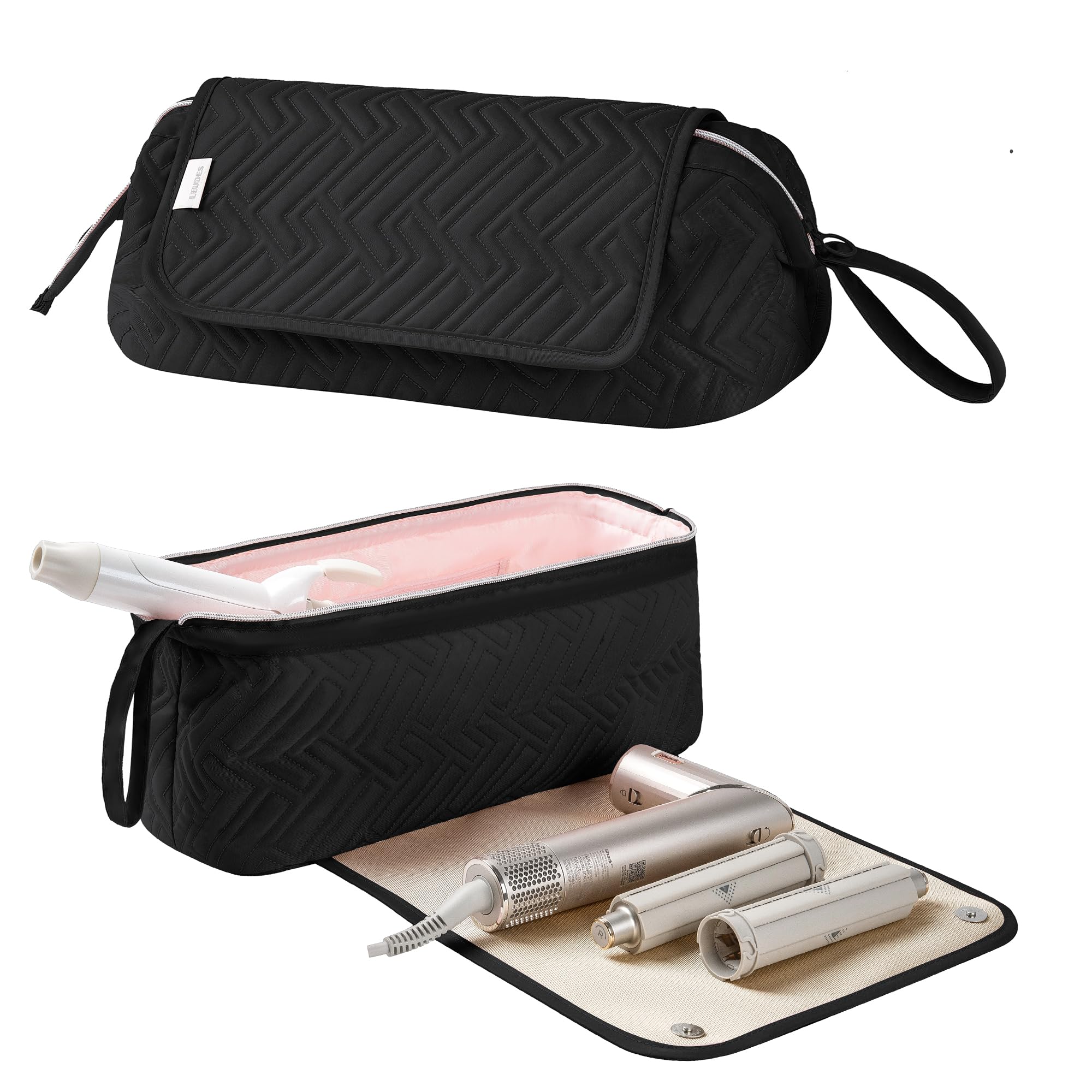 Leudes Hair Tools Travel Bag For Women Heat Resistant Mat For Travel Essentials Hot Tools Straighteners,Flat Irons,Curling Iron,