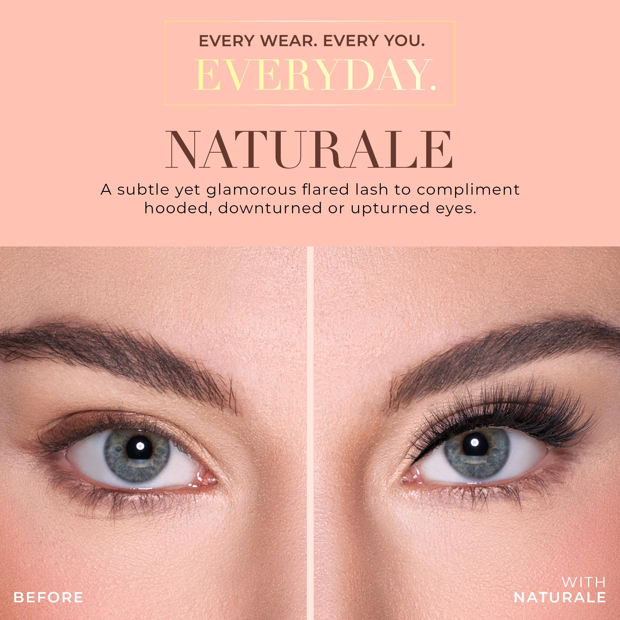 Lilly Lashes Naturale Faux Mink False Eyelashes, 13Mm, Reusable, Cat Eye, Wispy Lashes, Black, Pair
