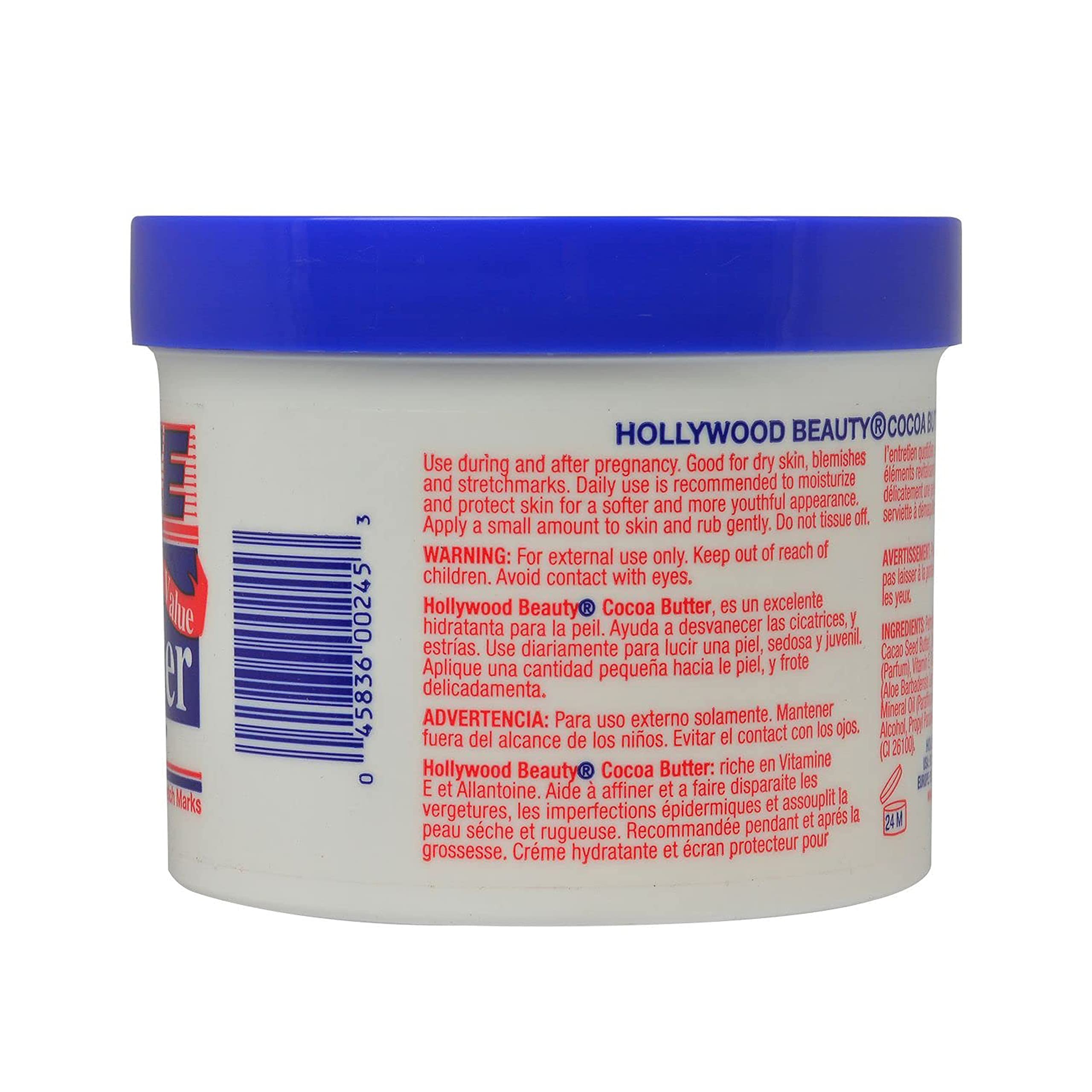 Hollywood Beauty Cocoa Butter Skin Cream - 25 Oz. - With Vitamin E - Enrich, Soothe, & Smooth Dry Skin