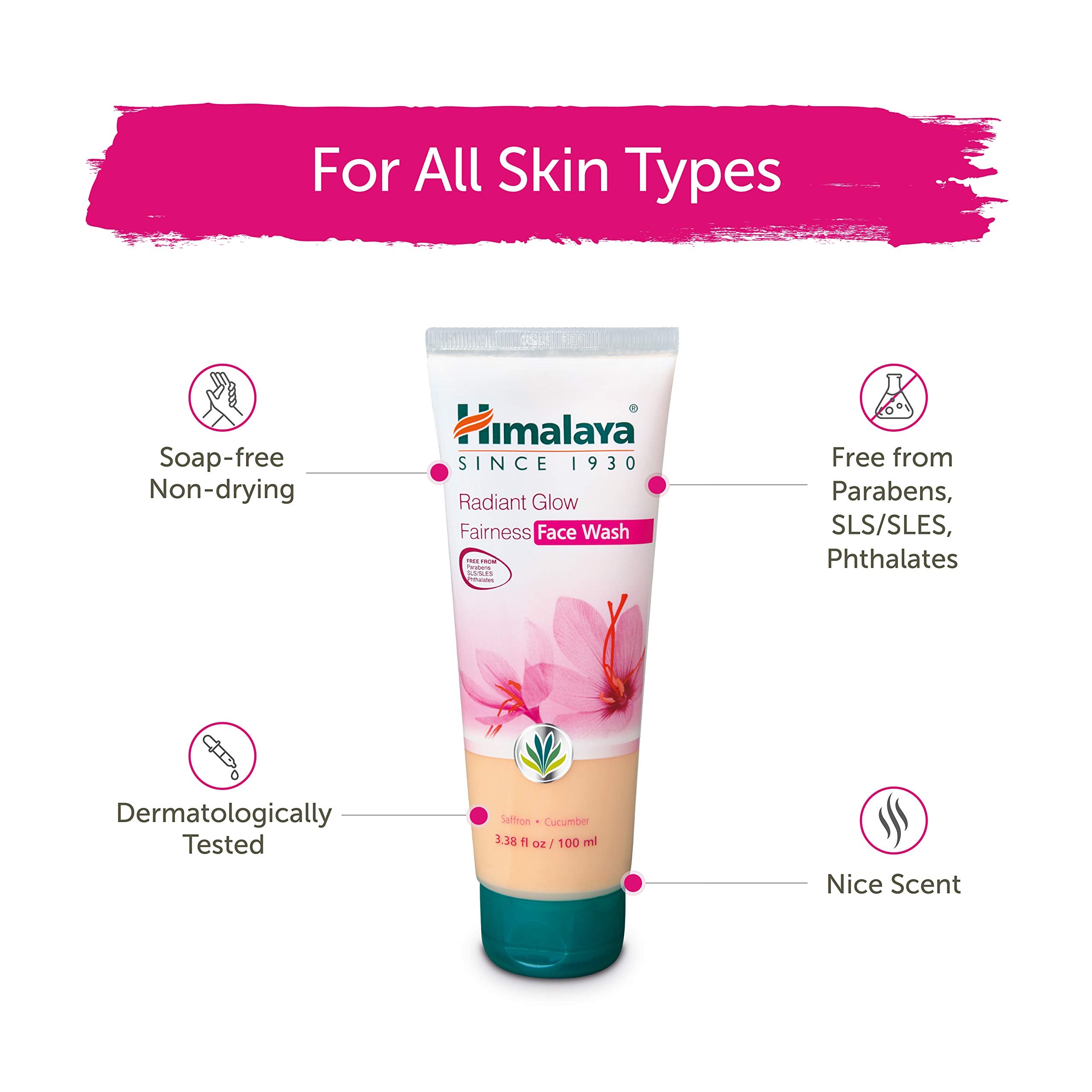Himalaya Radiant Glow Fairness Face Wash For Clear, Glowing Skin, And Pore Minimizer For Even Skin Tone 3.38 Oz