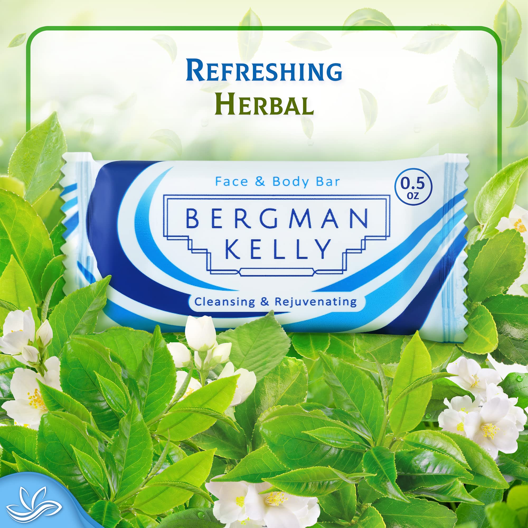 Bergman Kelly Hotel Soap Bars (White Tea, 05 Oz, 100 Pk), Travel Size Luxury Bulk Amenities Bar Soap, Mini Individually Wrapped