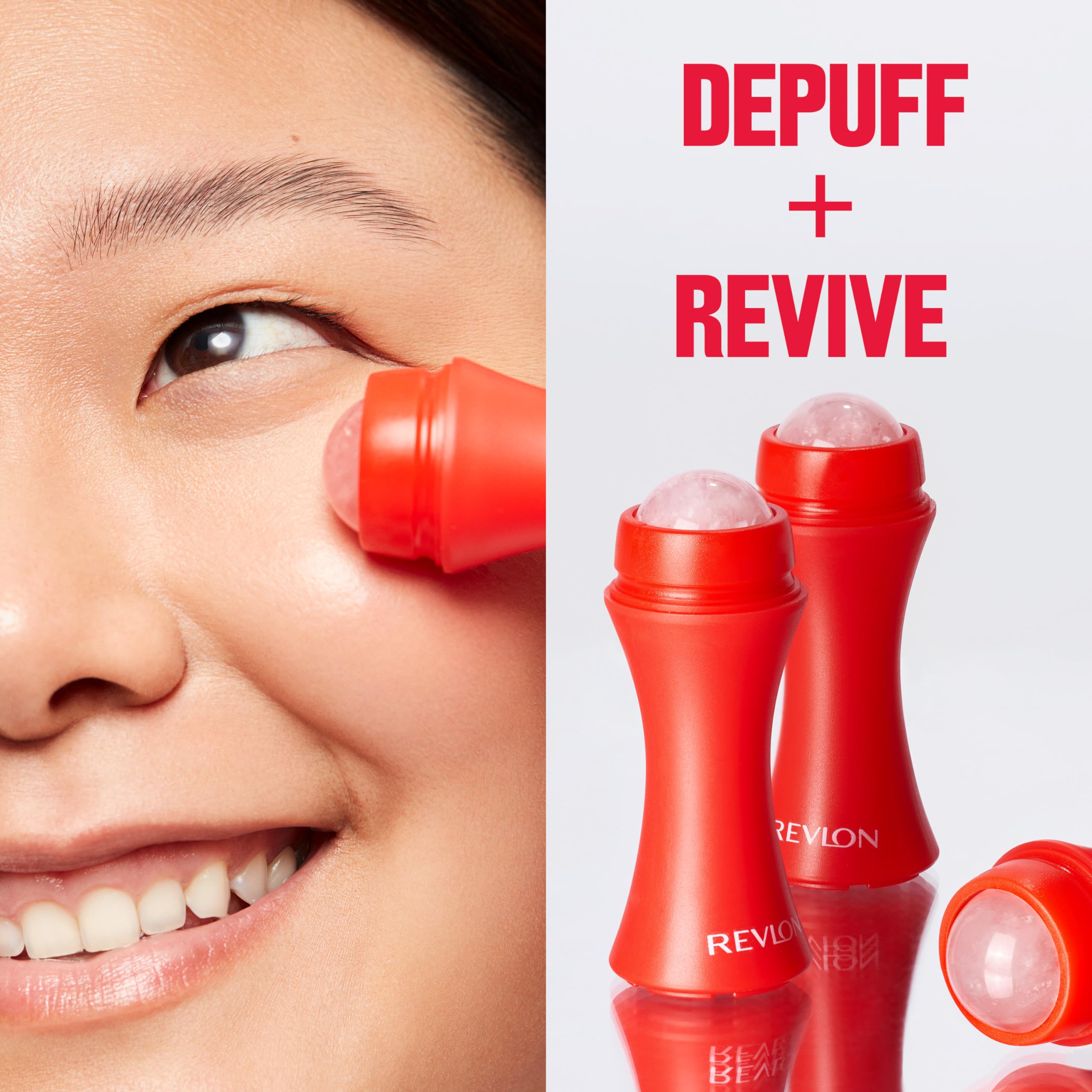 Revlon Skin Reviving Roller With Rose Quartz For All-Day Facial Reviving & Brightening, Compact & Reusable, Gentle On Skin, 1 Co