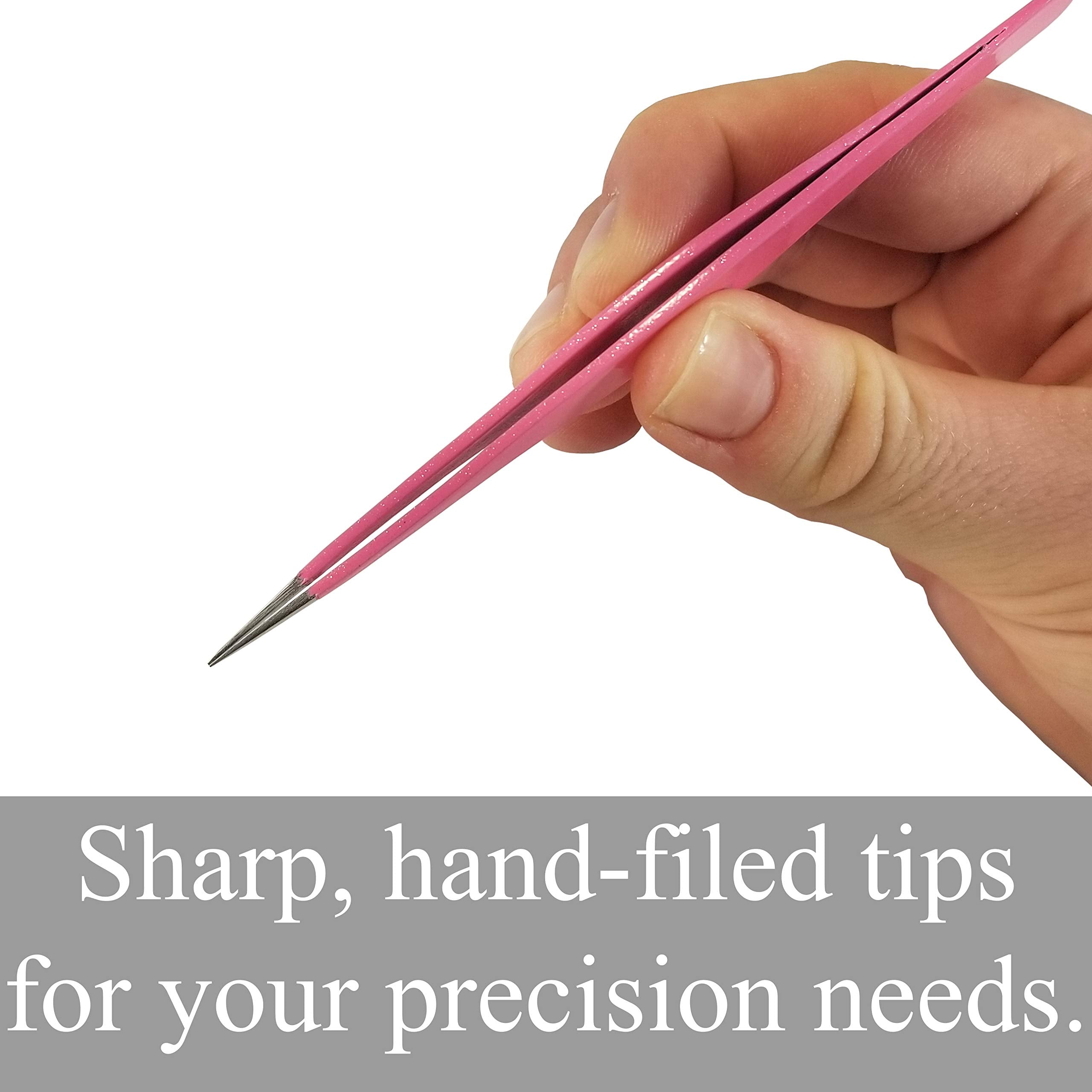 Ingrown Hair Tweezers By Zizzili Basics - Surgical Grade Stainless Steel Fine Pointed Tweezers - Precision Aligned Tips For Spli