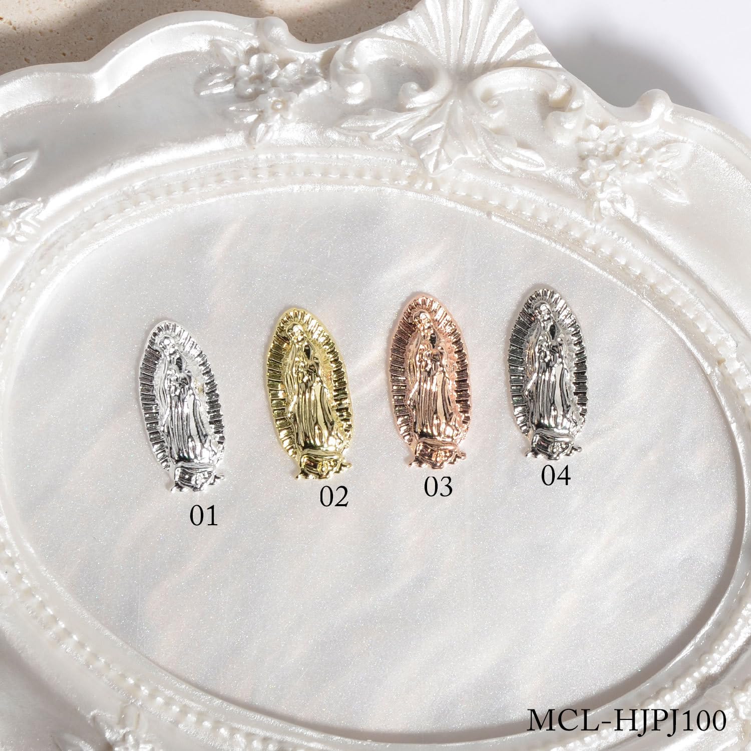 Mytagos 20PCS 3D Embossed Virgin Mary Nail Charms, Colorful Nail Art Decoration & Jewelry Making for Women, Small Size
