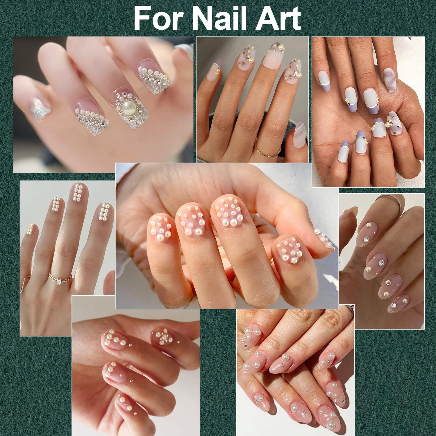 1 Box Of Flat Back Pearls Kits Half Round Beige Pearls With Quick Dry Makeup Glue+Picker Pencil+Tweezer For Nail Art And Face Ey