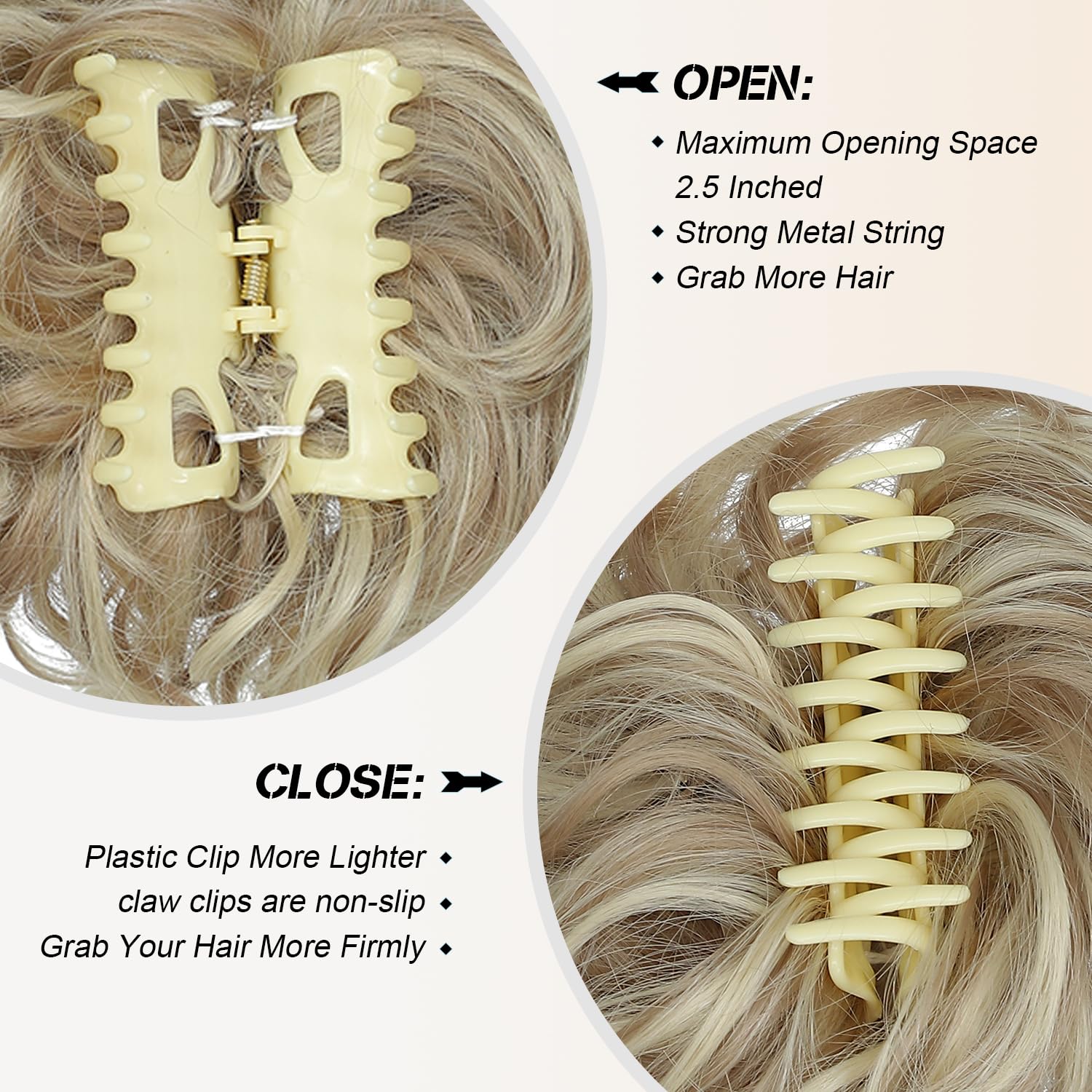Msmusas Messy Bun Hair Piece Claw Clip Curly Wavy Faux Hair Bun Tousled Updo Hair Extensions Scrunchie Long Beard Chignon Buns H