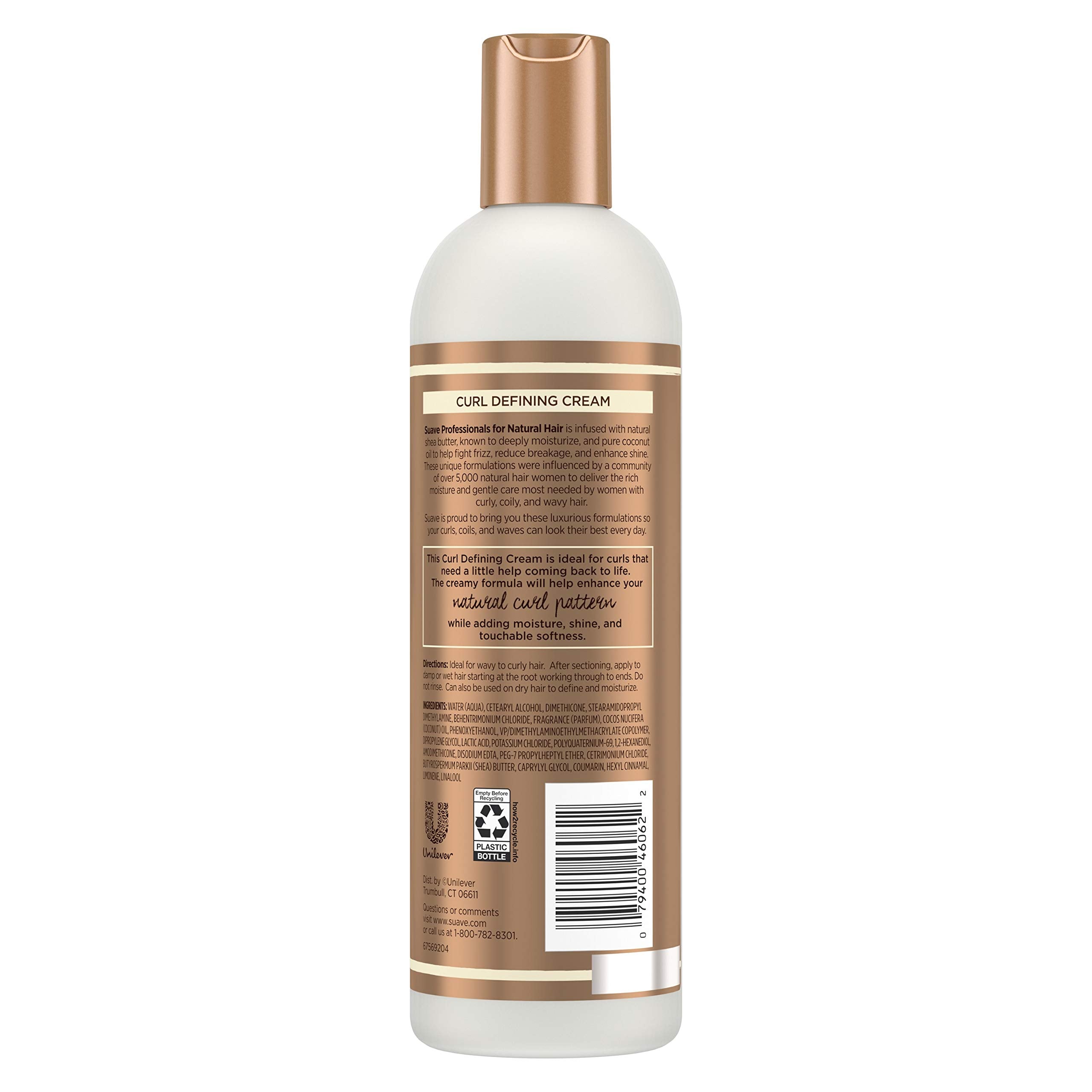Suave Professionals For Natural Hair Shea Butter And Coconut Oil For Wavy To Curly Hair Paraben-Free And Dye-Free Hair Cream, 12
