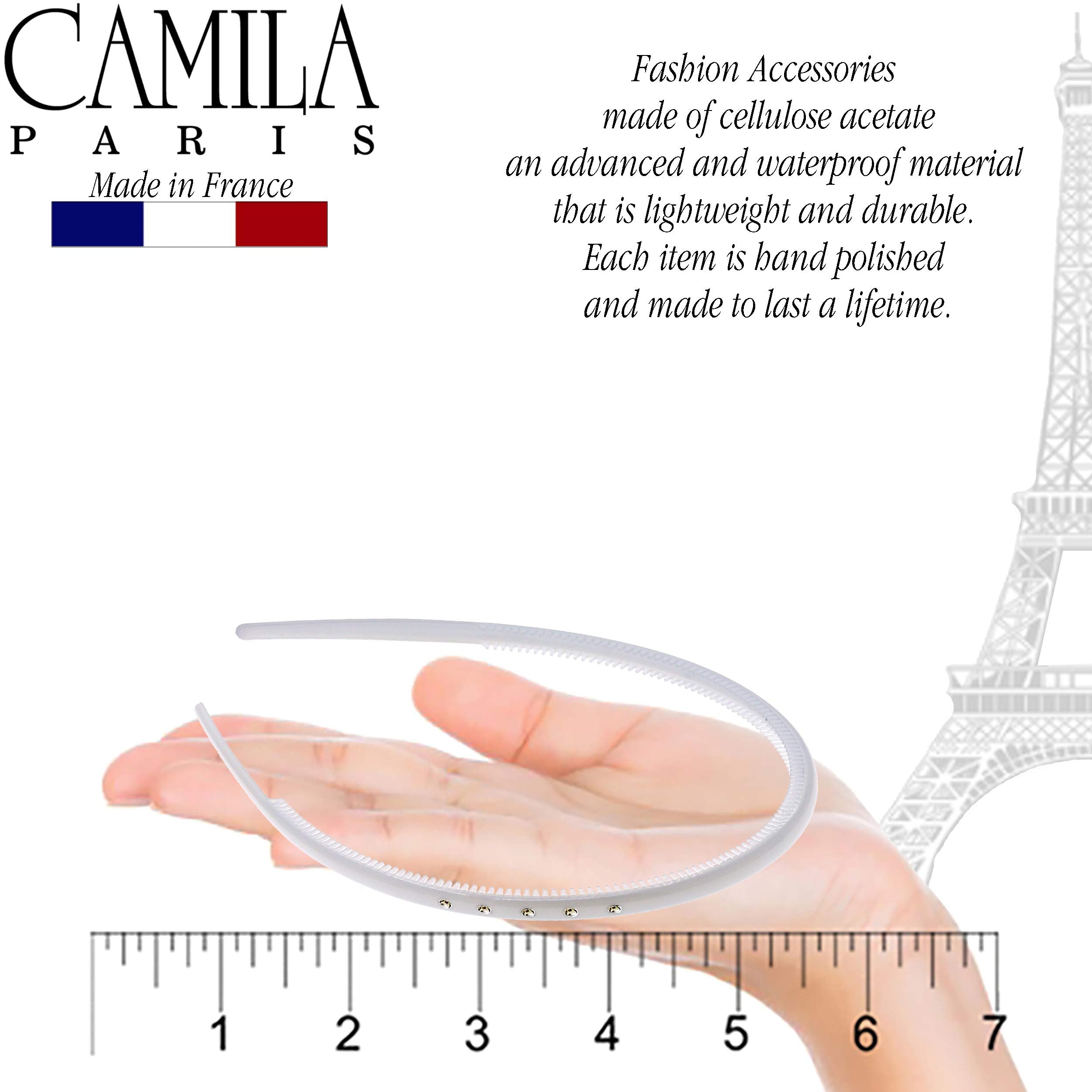 Camila Paris Cp2557 French Headband For Women, White, Very Flexible With Teeth For Strong Hold Grip, Women'S Hairband, No Slip D