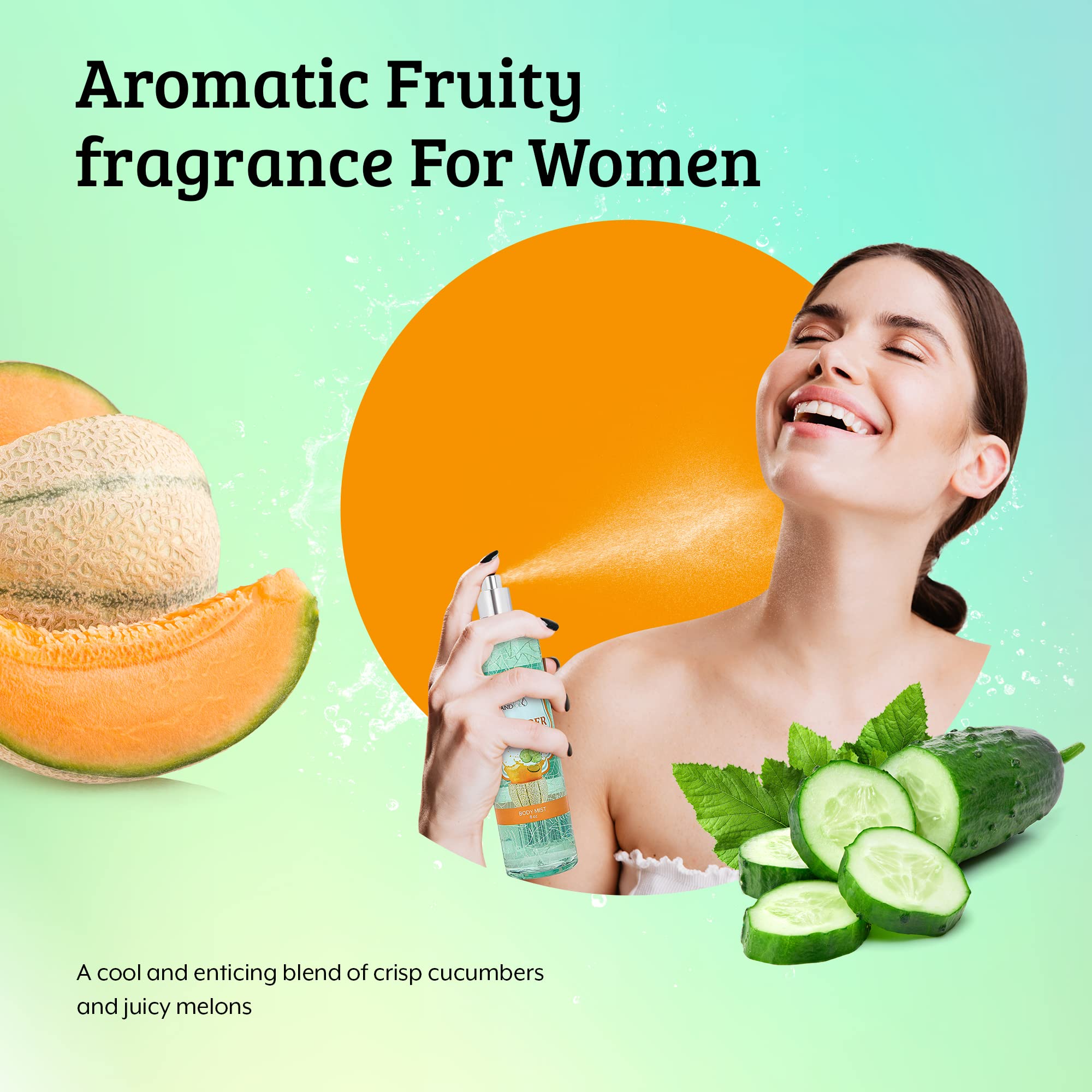 Cucumber Melon Fine Fragrance Body, Womens Perfume Fragrance Body Mist & Sprays, Women'S Refreshing Scented Gifts & Presents 8 O