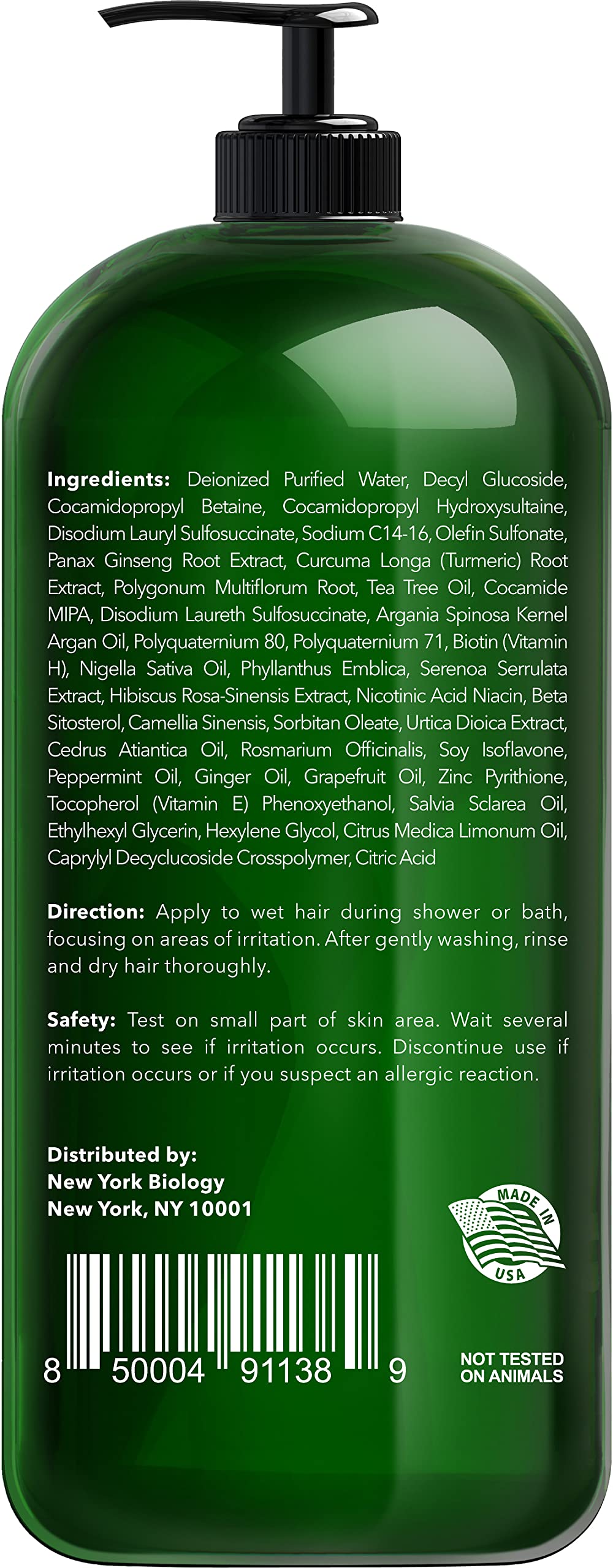 New York Biology Tea Tree Shampoo - Deep Cleanser - Relief For Dandruff And Dry Itchy Scalp - Therapeutic Grade - Helps Promote