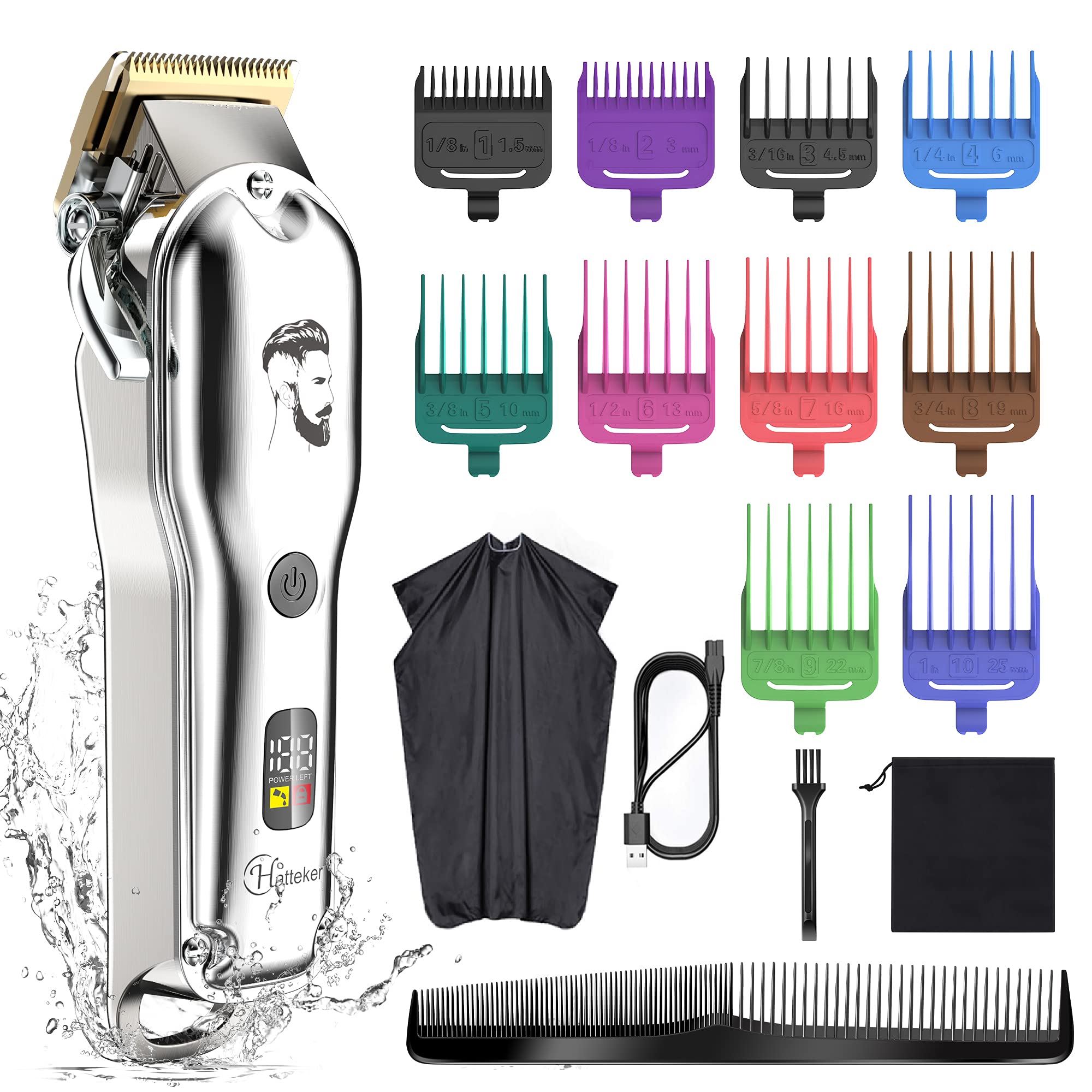 Hatteker Hair Trimmer, Battery Powered, Silver