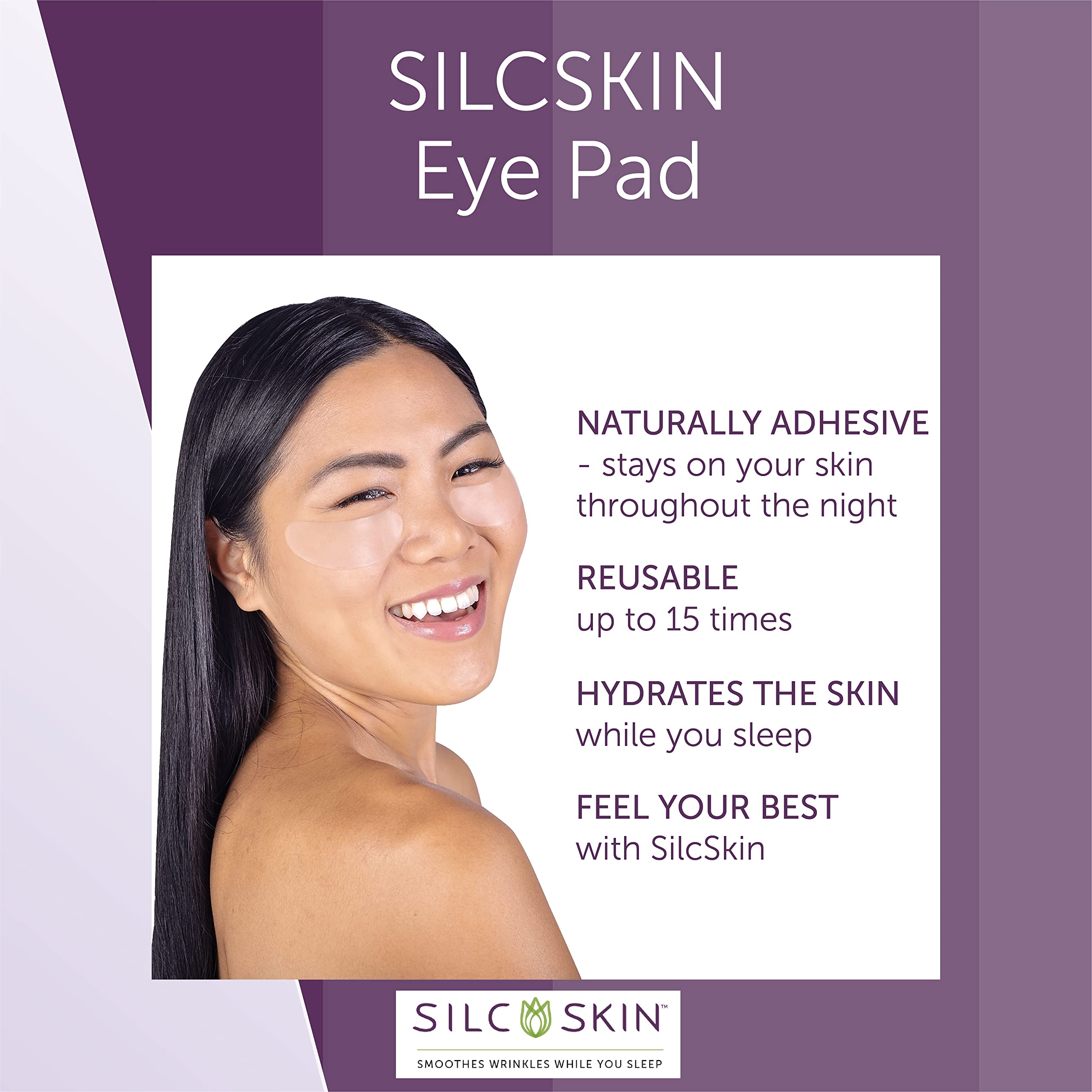 Silcskin Silicone Eye Pads - Reusable Overnight Eye Patches, Medical-Grade Silicone For Fine Lines, Crepey Skin, And Puffiness -